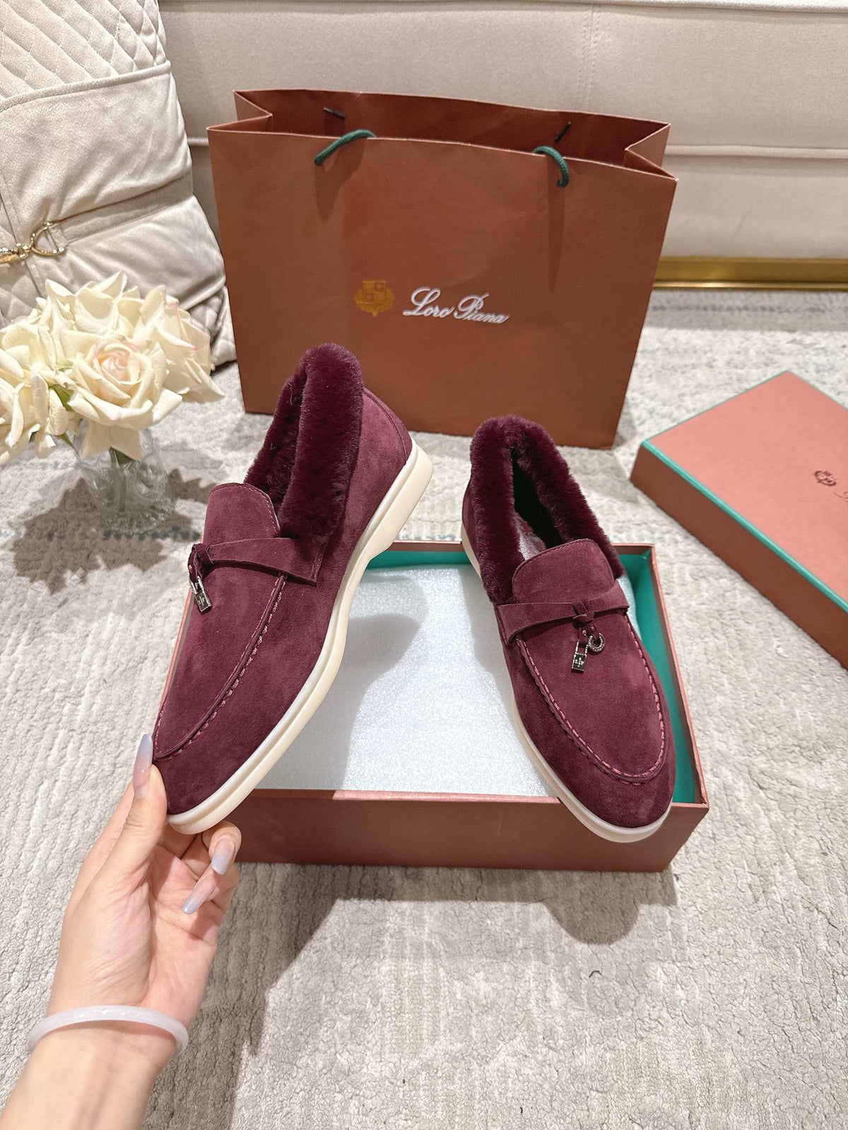 Loro Piana 2026 Summer Charms Walk Loafers Suede Wool