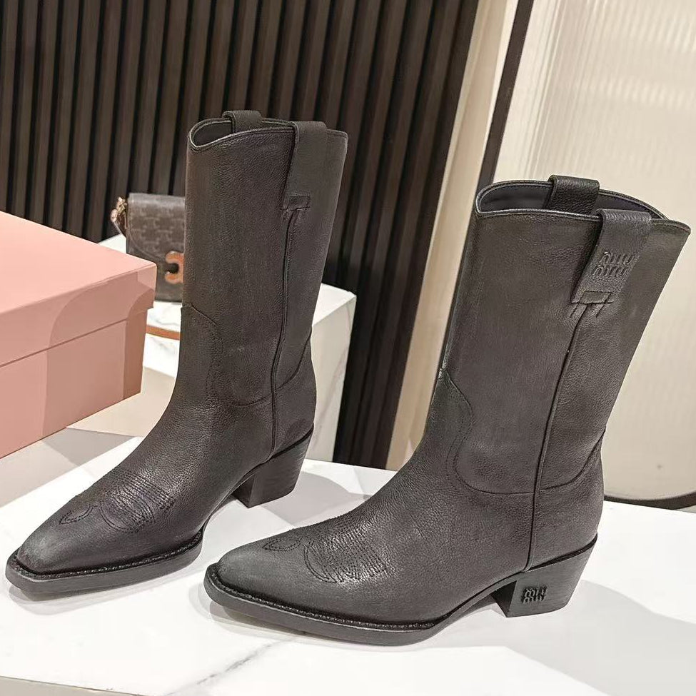 Miu Miu 2026 Cowboy Boots Suede Leather 981850
