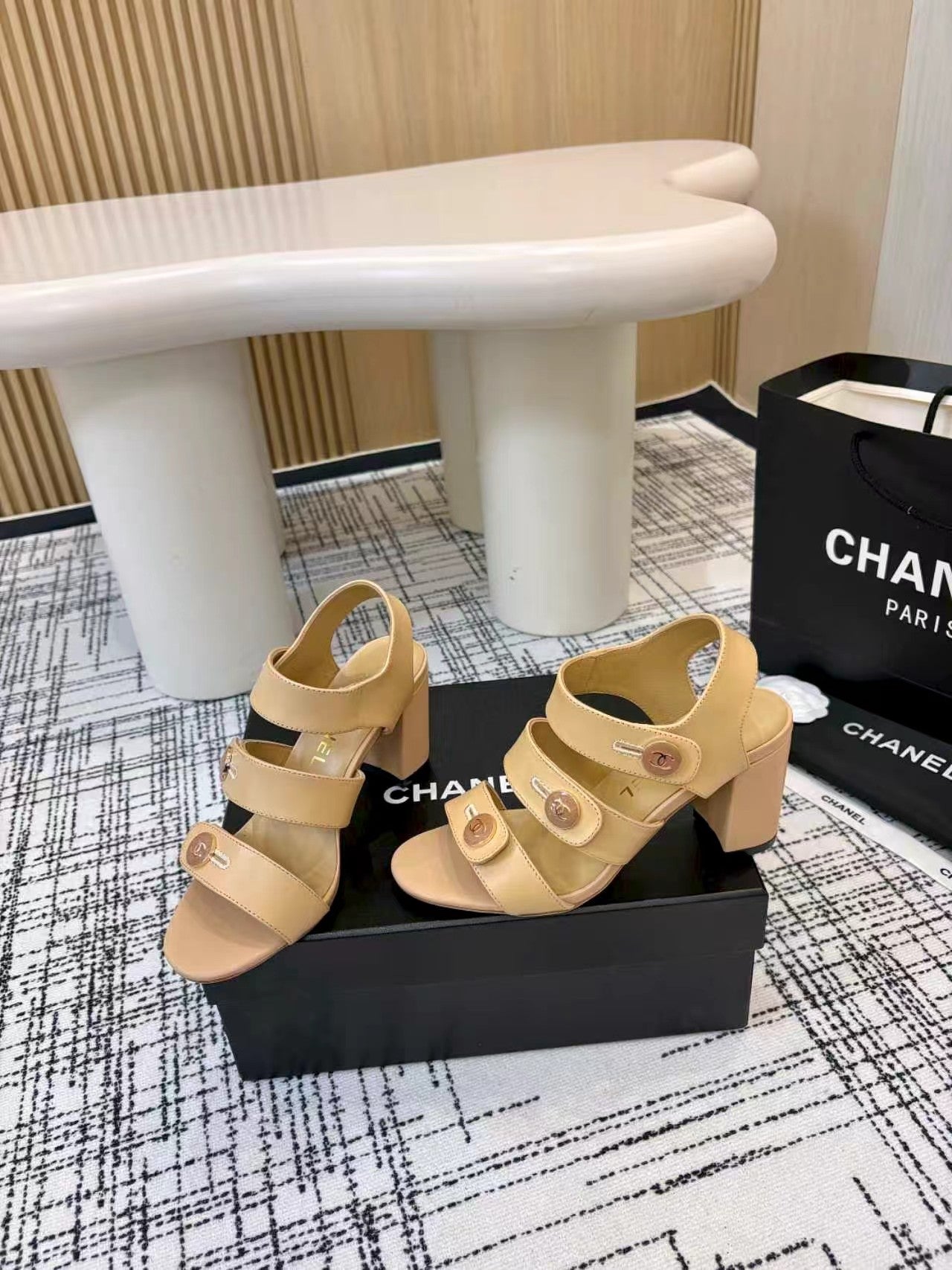 Chanel 2026 Double C Buckle Sandals 80mm Sheepskin 821465