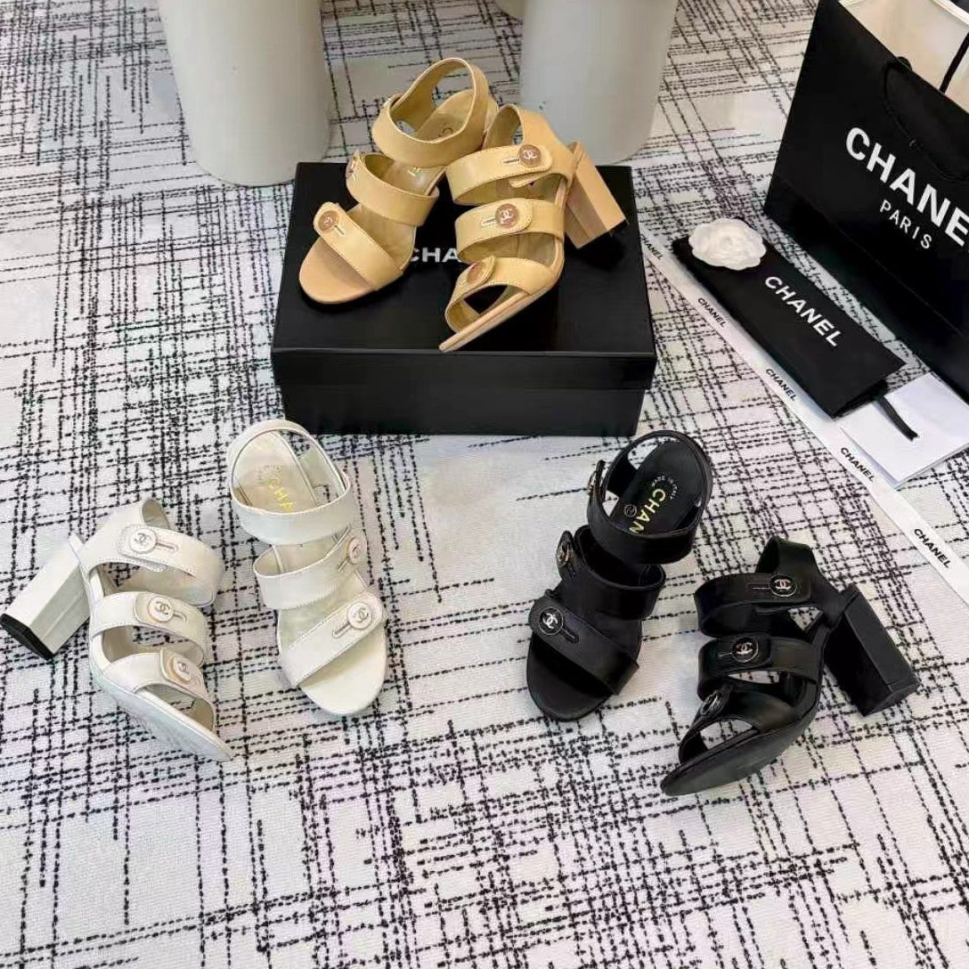 Chanel 2026 Double C Buckle Sandals 80mm Sheepskin 821465