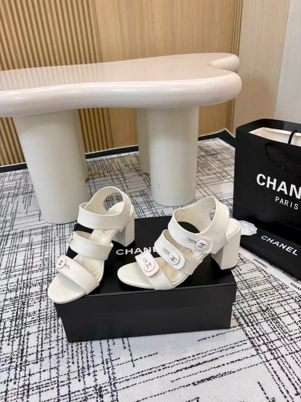 Chanel 2026 Double C Buckle Sandals 80mm Sheepskin 821465