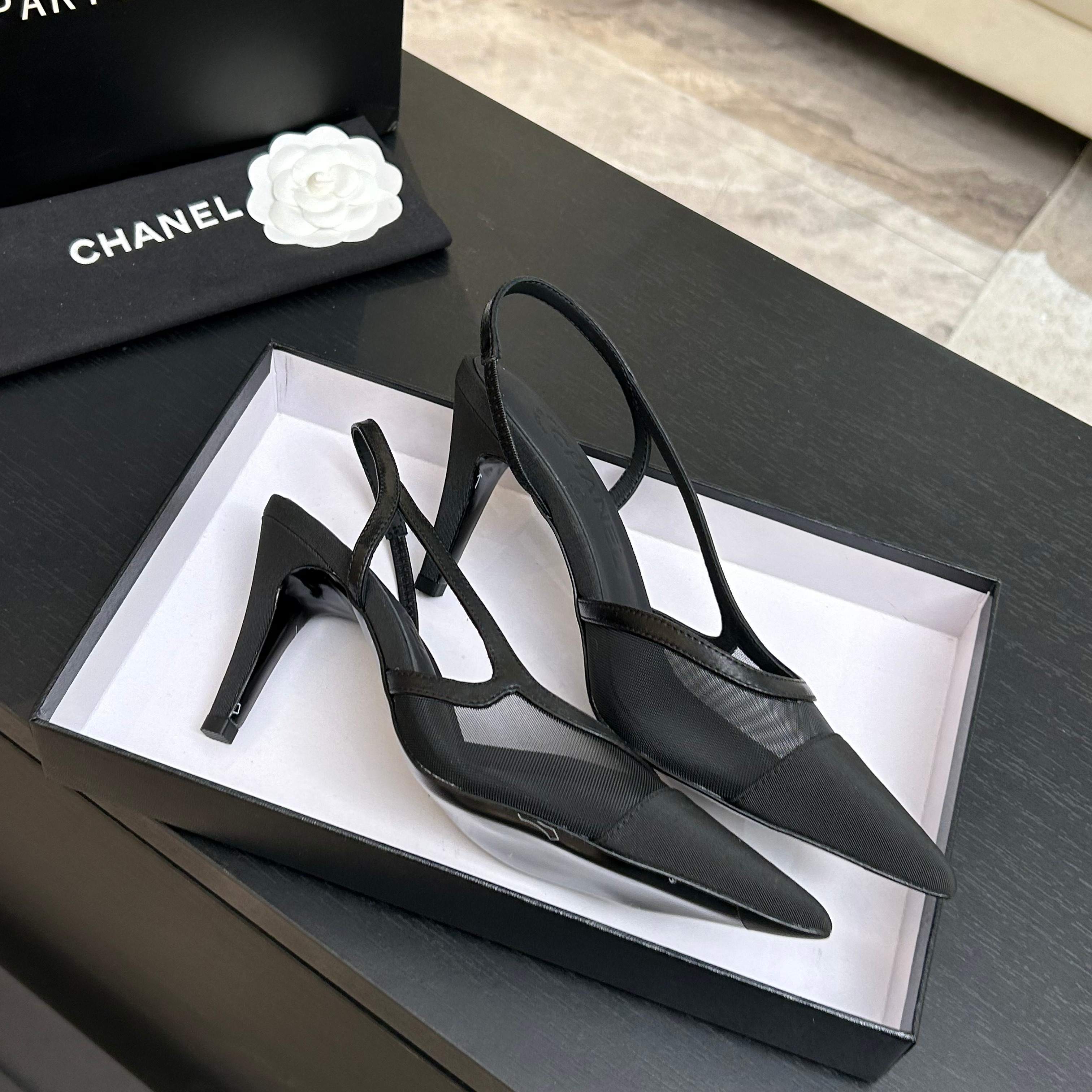 CC 2026 Slingback 70 Mesh Satin Leather