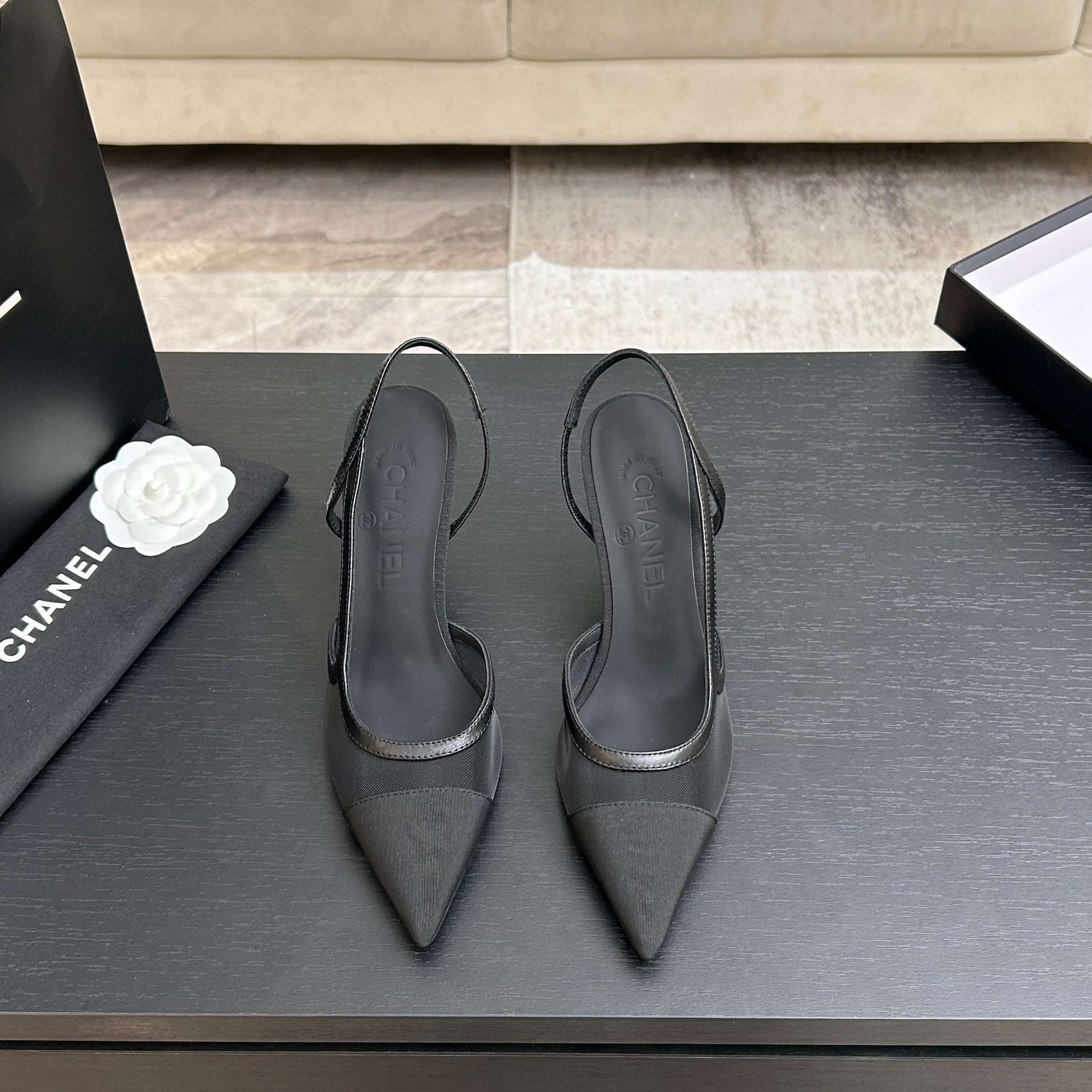 CC 2026 Slingback 70 Mesh Satin Leather