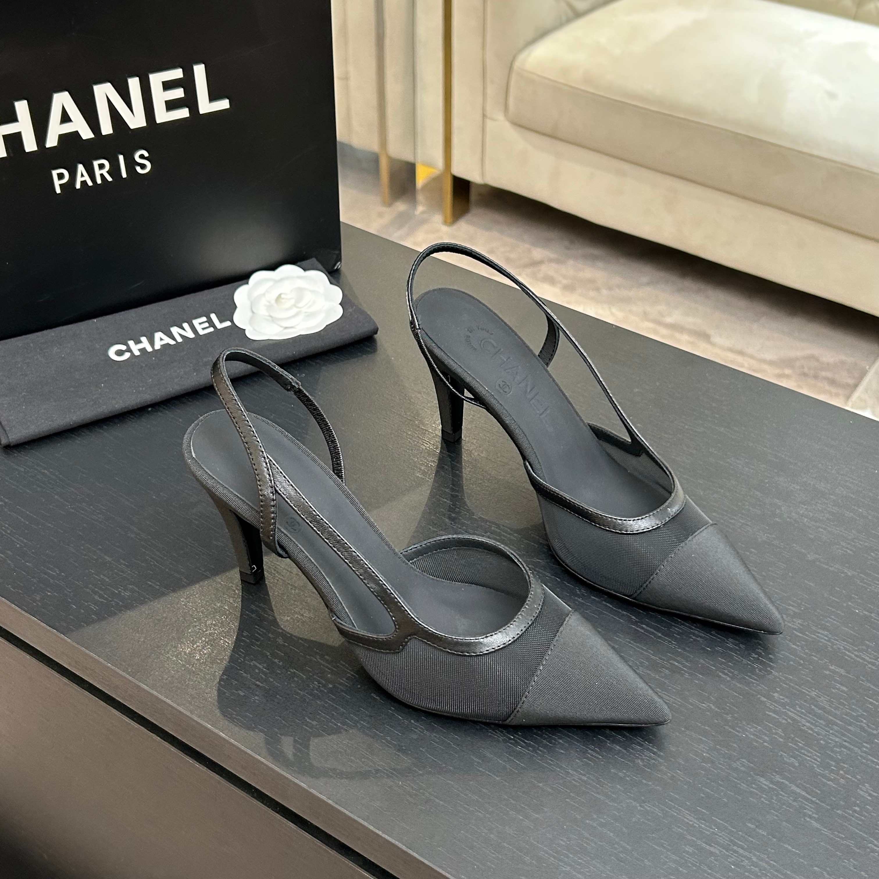 CC 2026 Slingback 70 Mesh Satin Leather