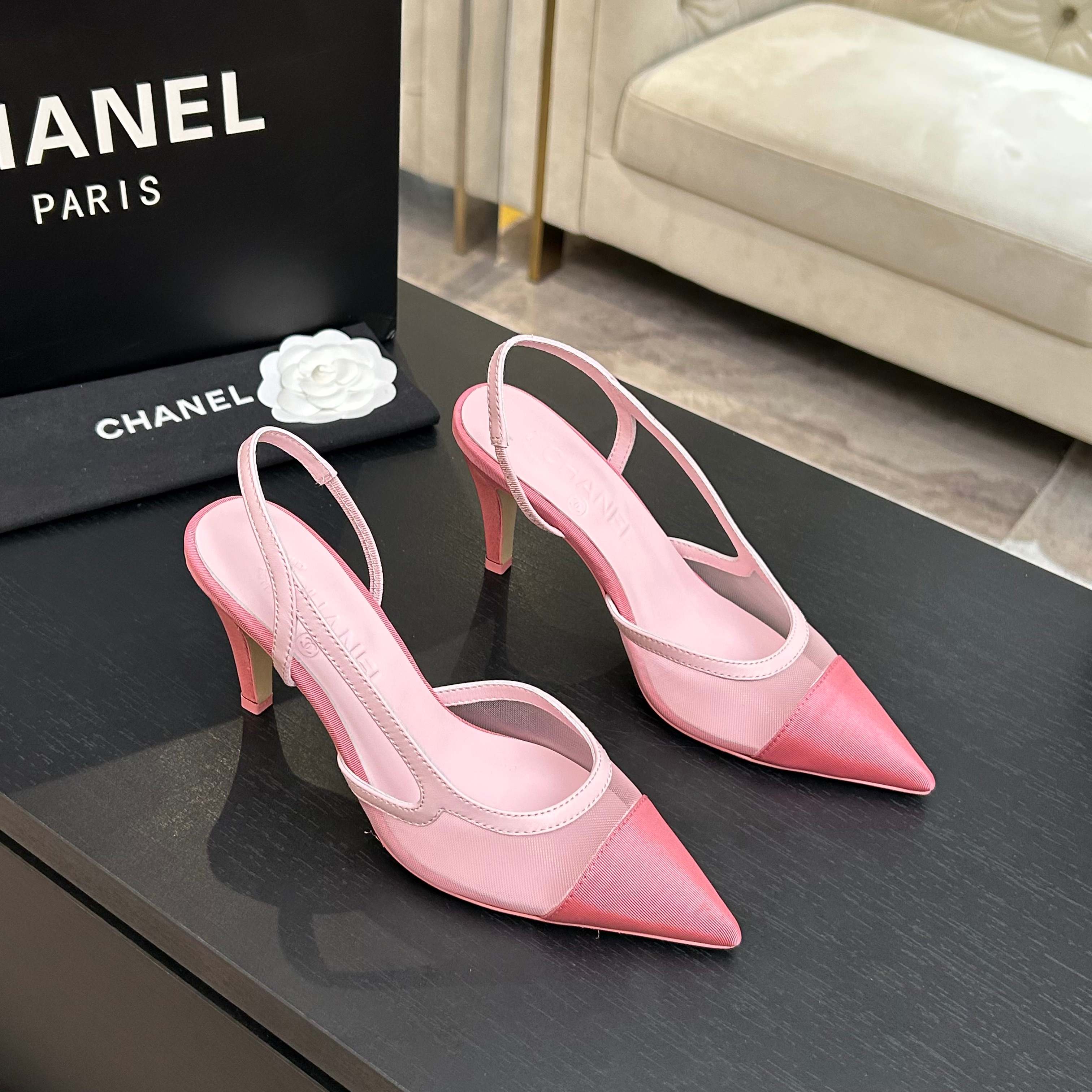 CC 2026 Slingback 70 Mesh Satin Leather