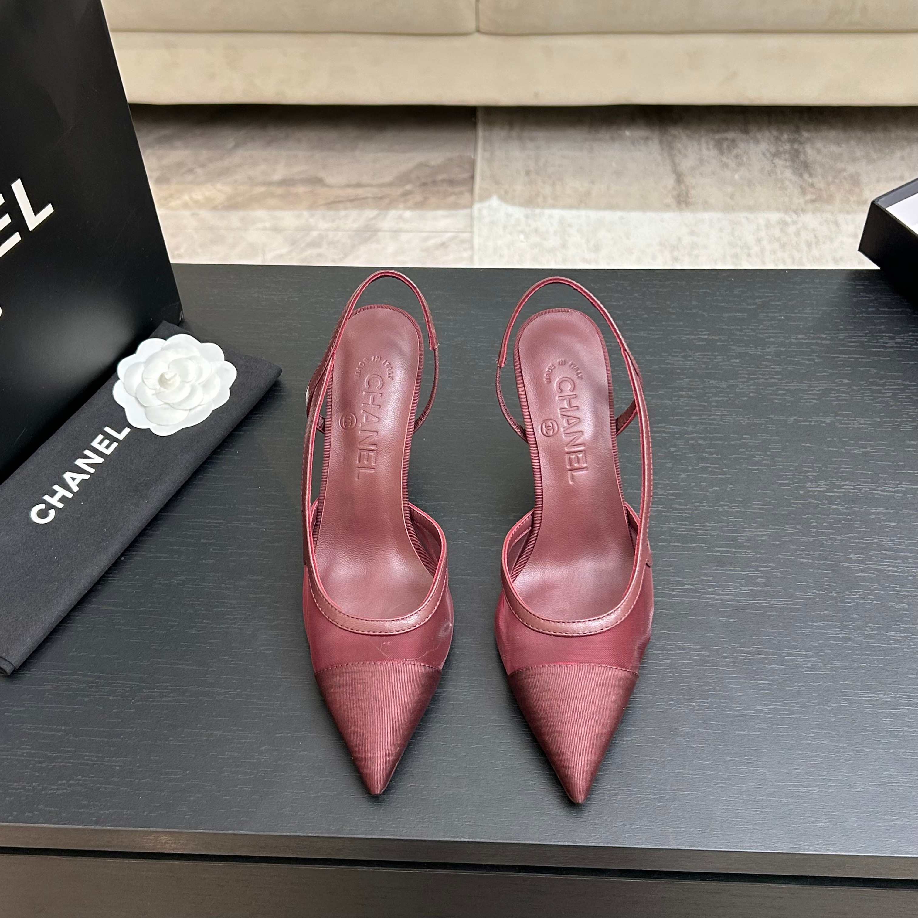 CC 2026 Slingback 70 Mesh Satin Leather