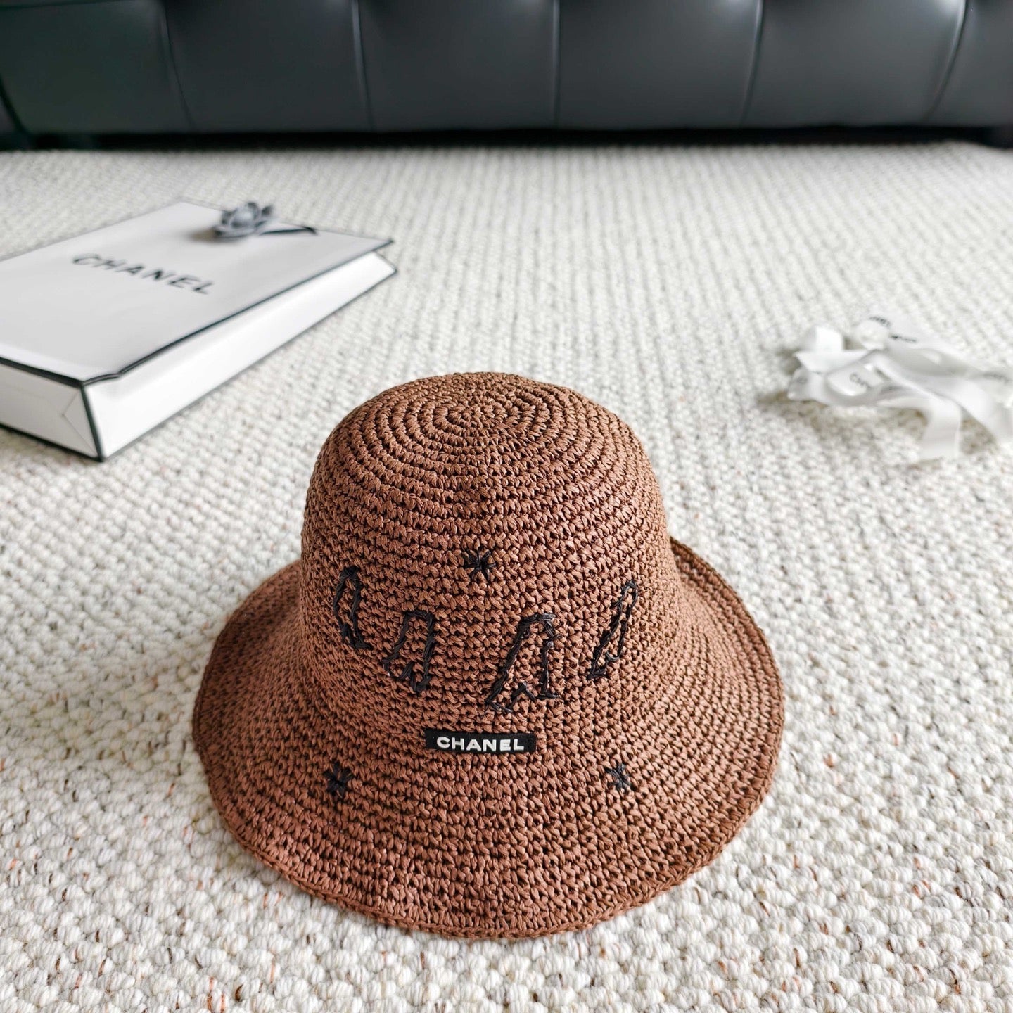 Chanel Woven Embroidered Heavy-Duty Bucket Hat 240672