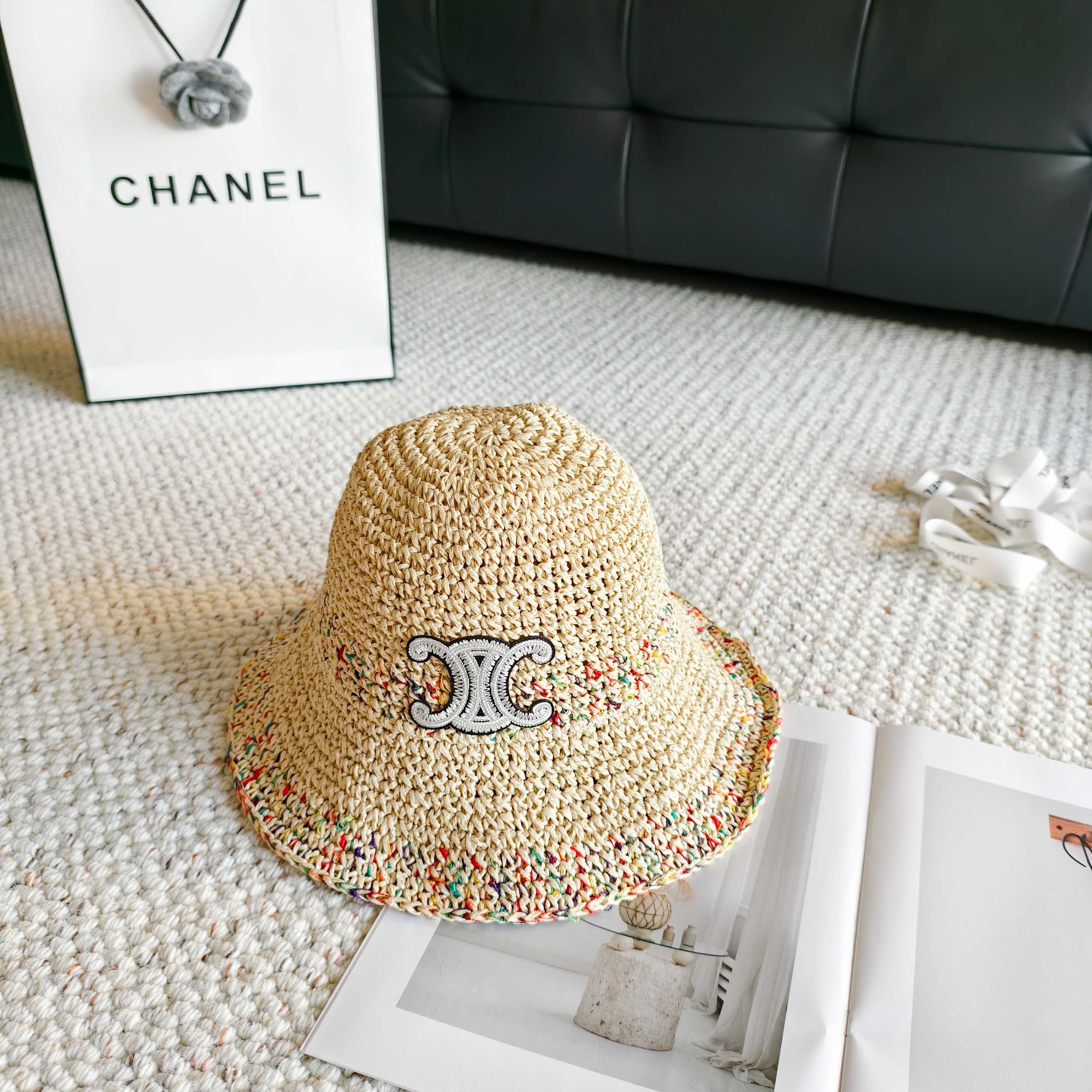 Celine Simple Bucket Hat Straw Woven 237188