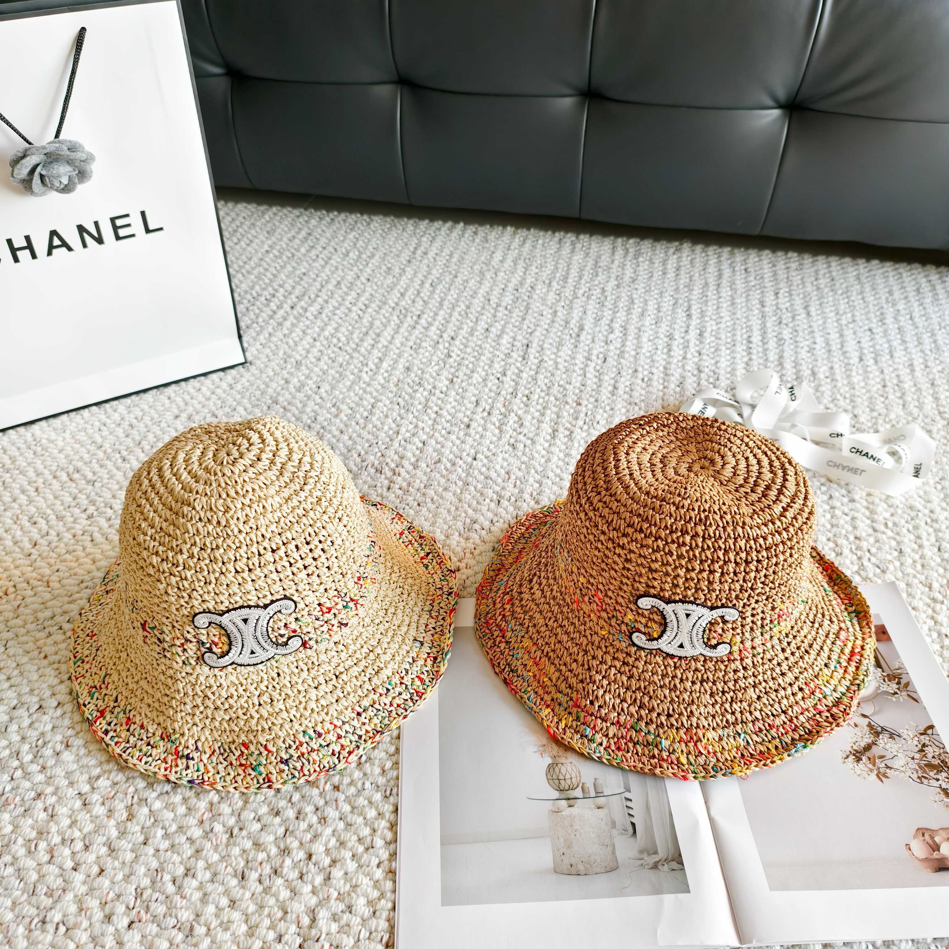 Celine Simple Bucket Hat Straw Woven 237188