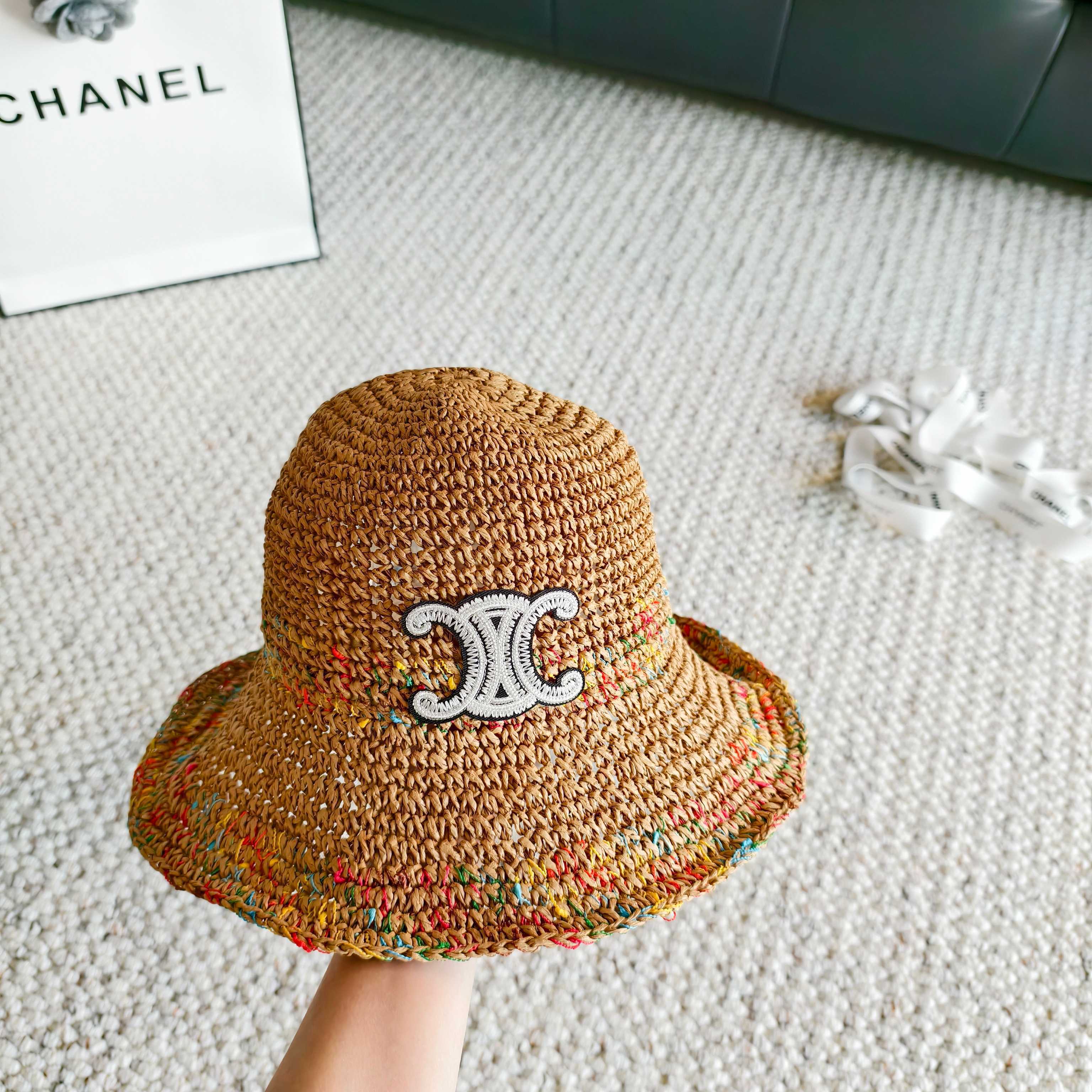 Celine Simple Bucket Hat Straw Woven 237188