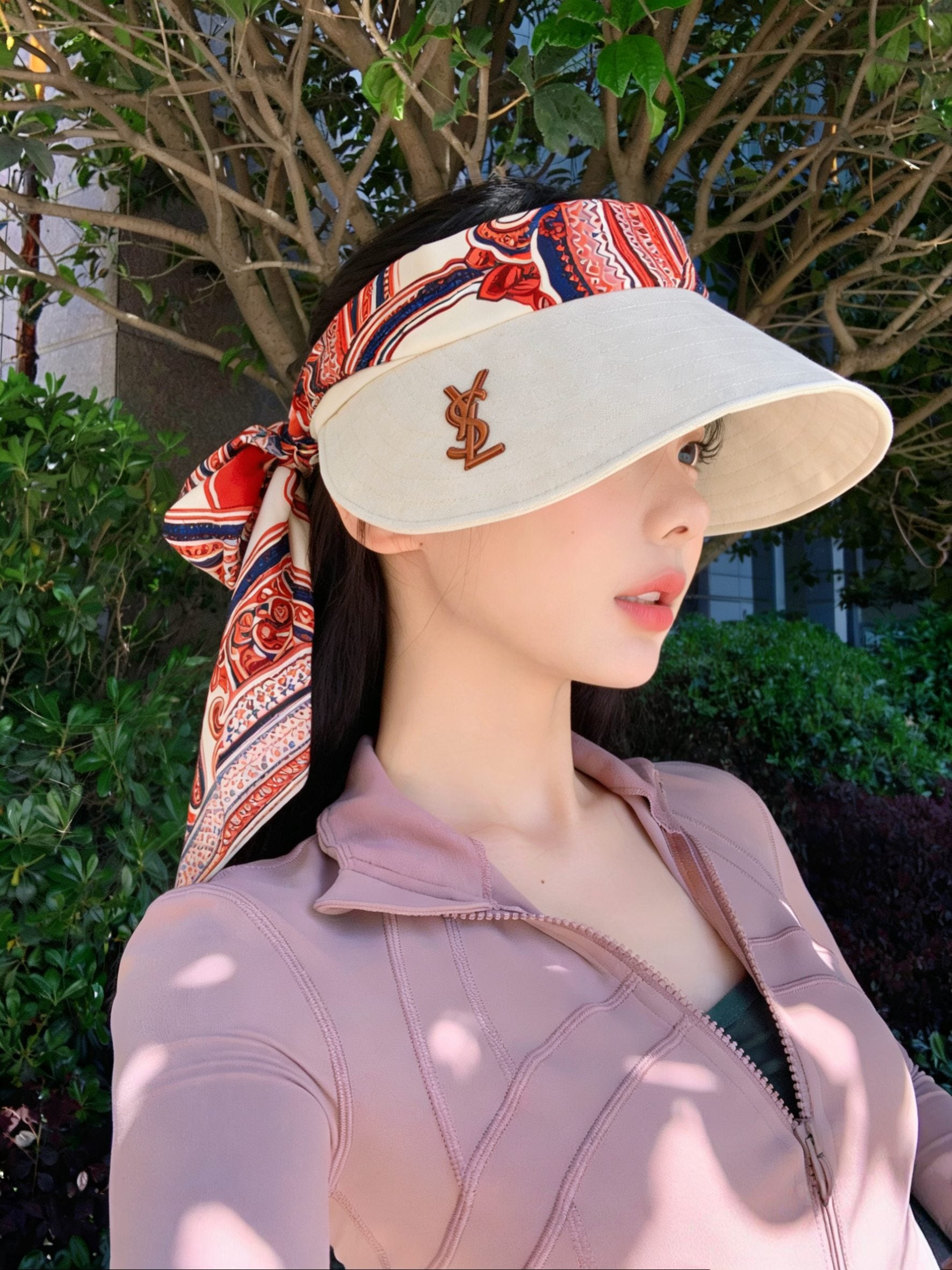 YSL Visor Hat With Silk Scarf 299897