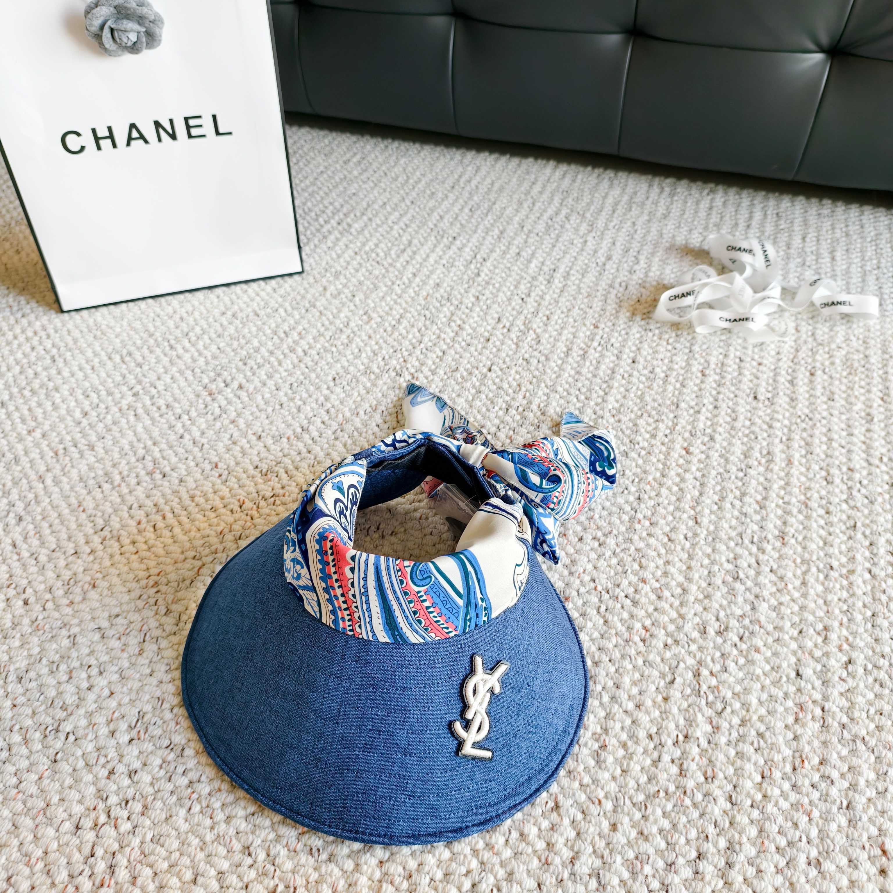 YSL Visor Hat With Silk Scarf 299897