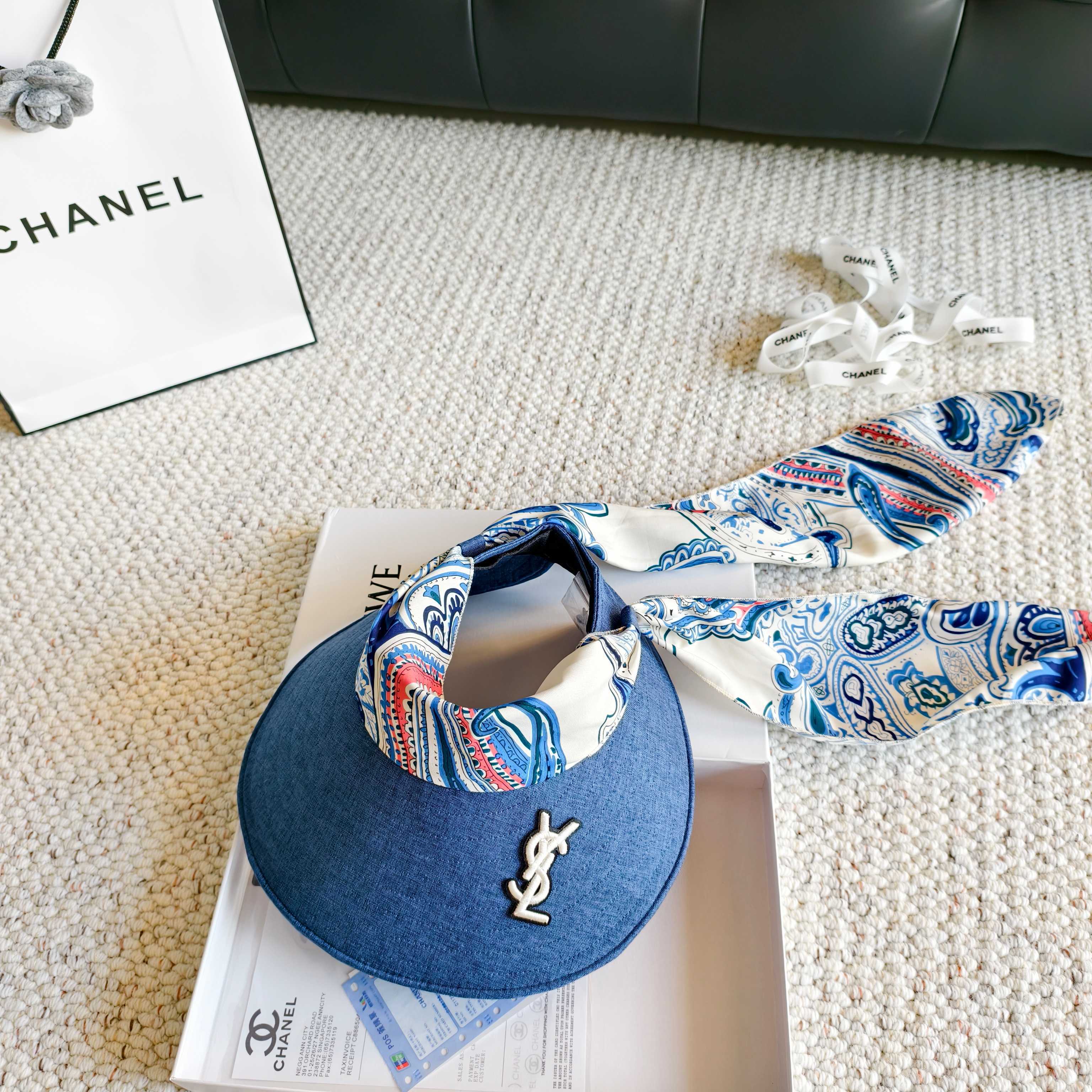 YSL Visor Hat With Silk Scarf 299897
