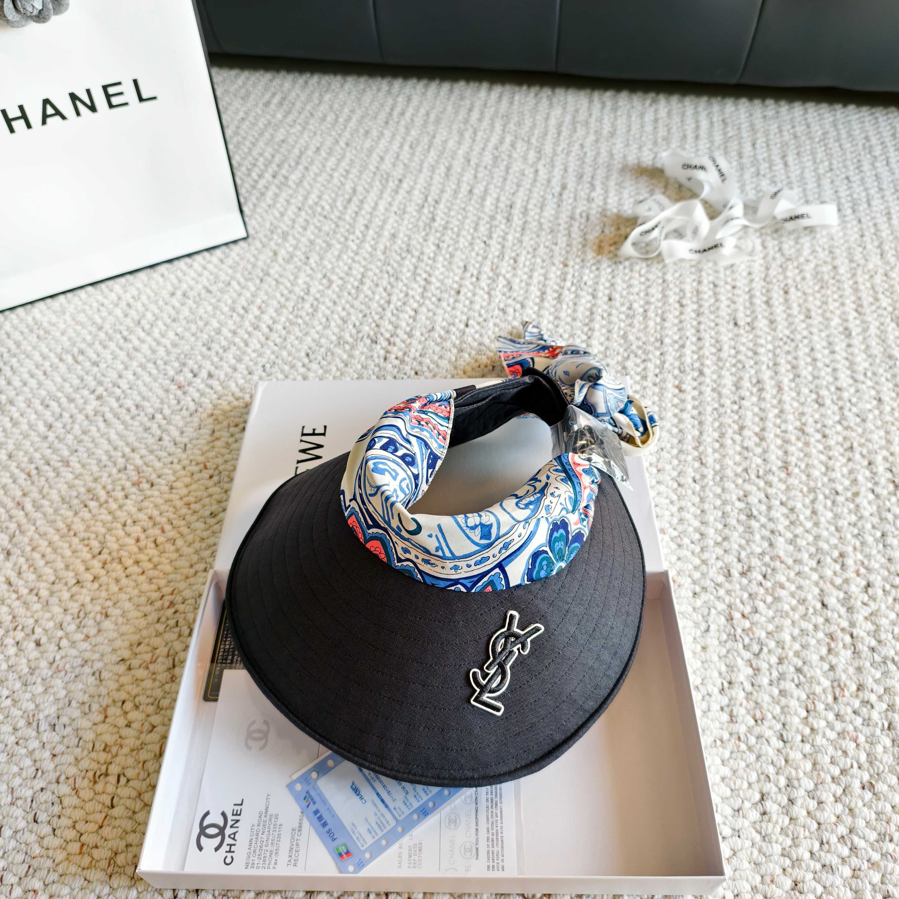 YSL Visor Hat With Silk Scarf 299897