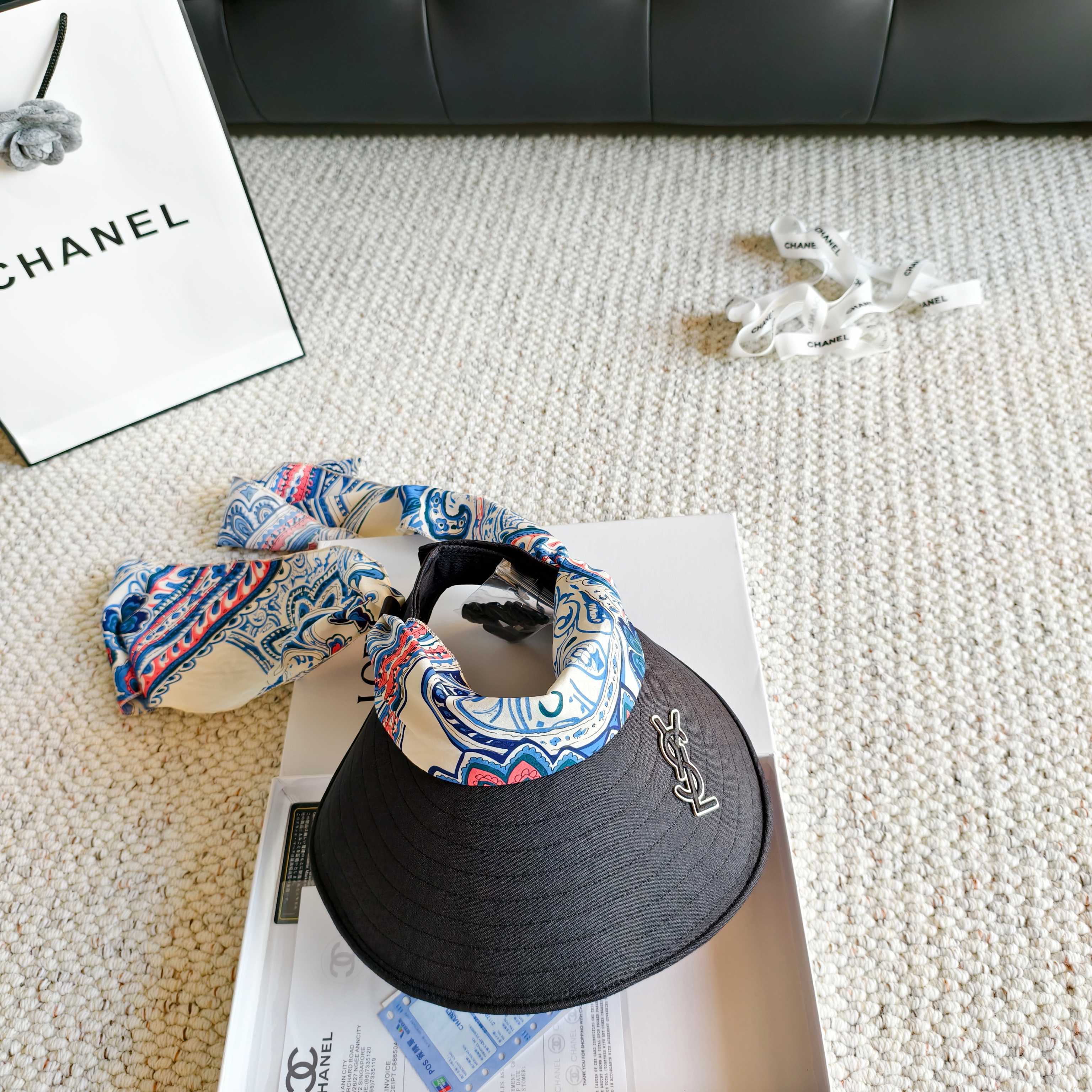 YSL Visor Hat With Silk Scarf 299897