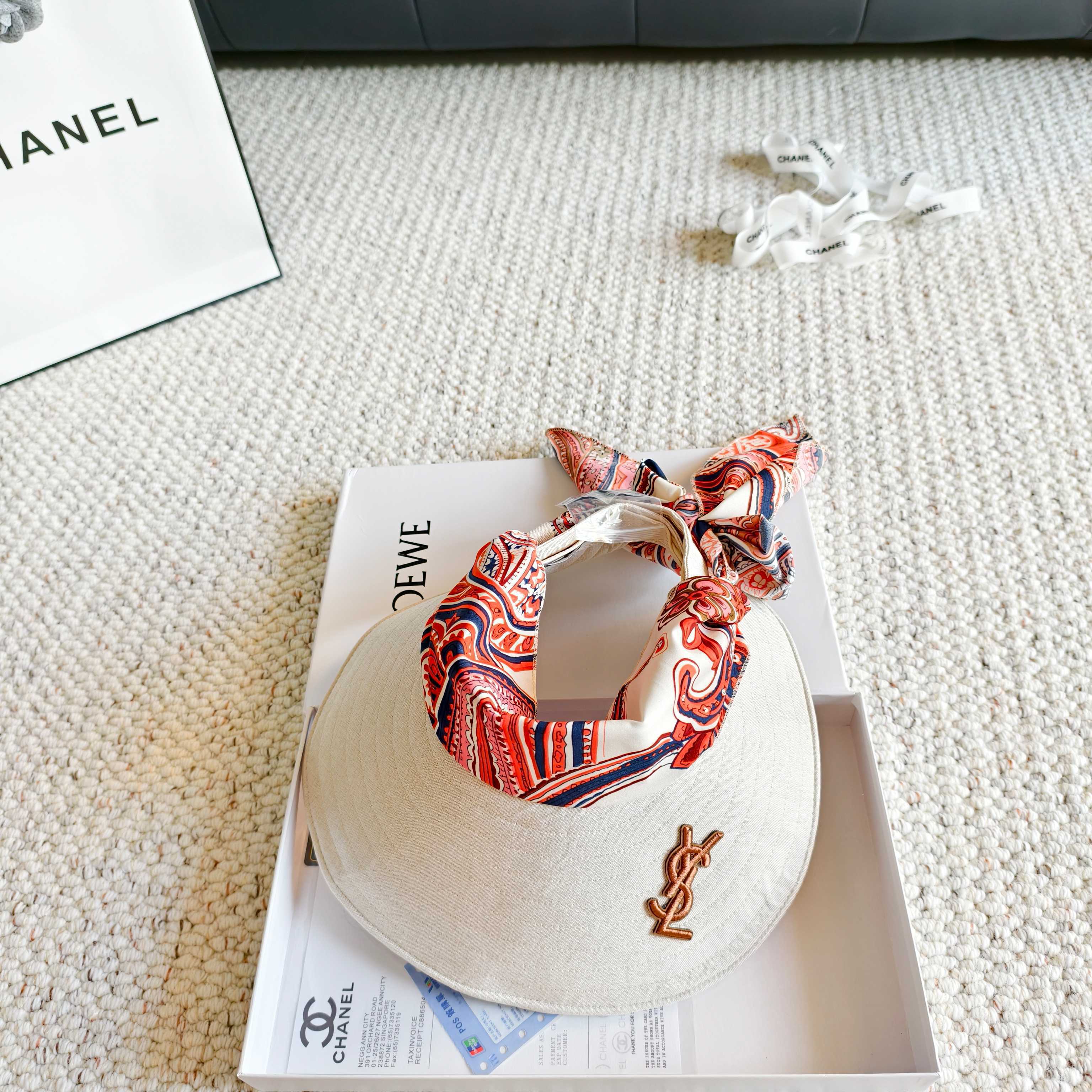 YSL Visor Hat With Silk Scarf 299897