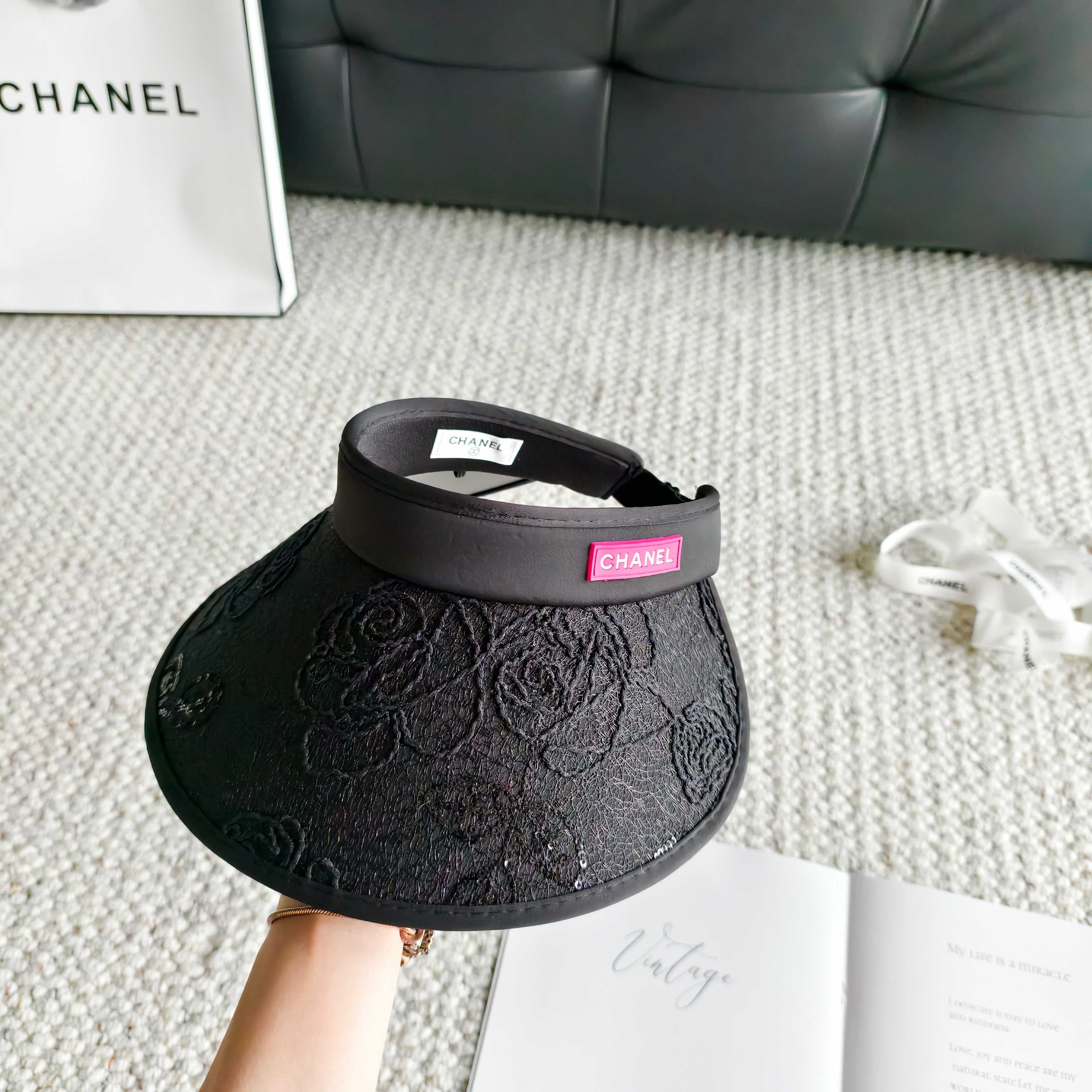 Chanel Sun Hat With Embroidered Rose 299905