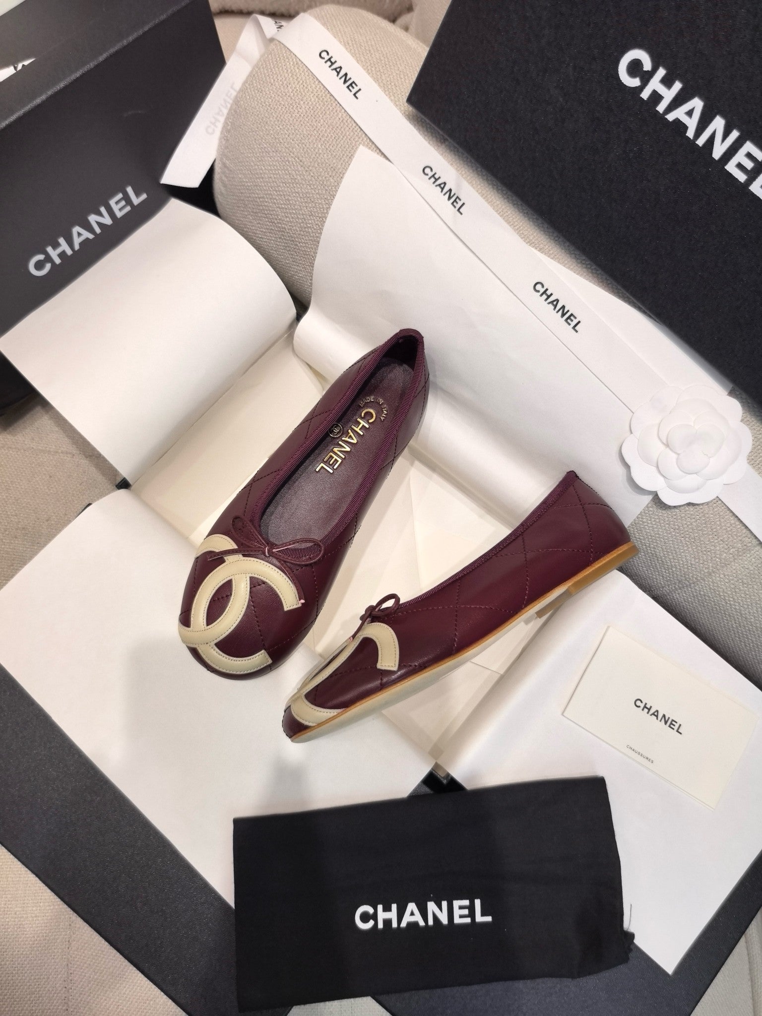 CC 2026 Cambon Ballet Flat Quilted Calfskin