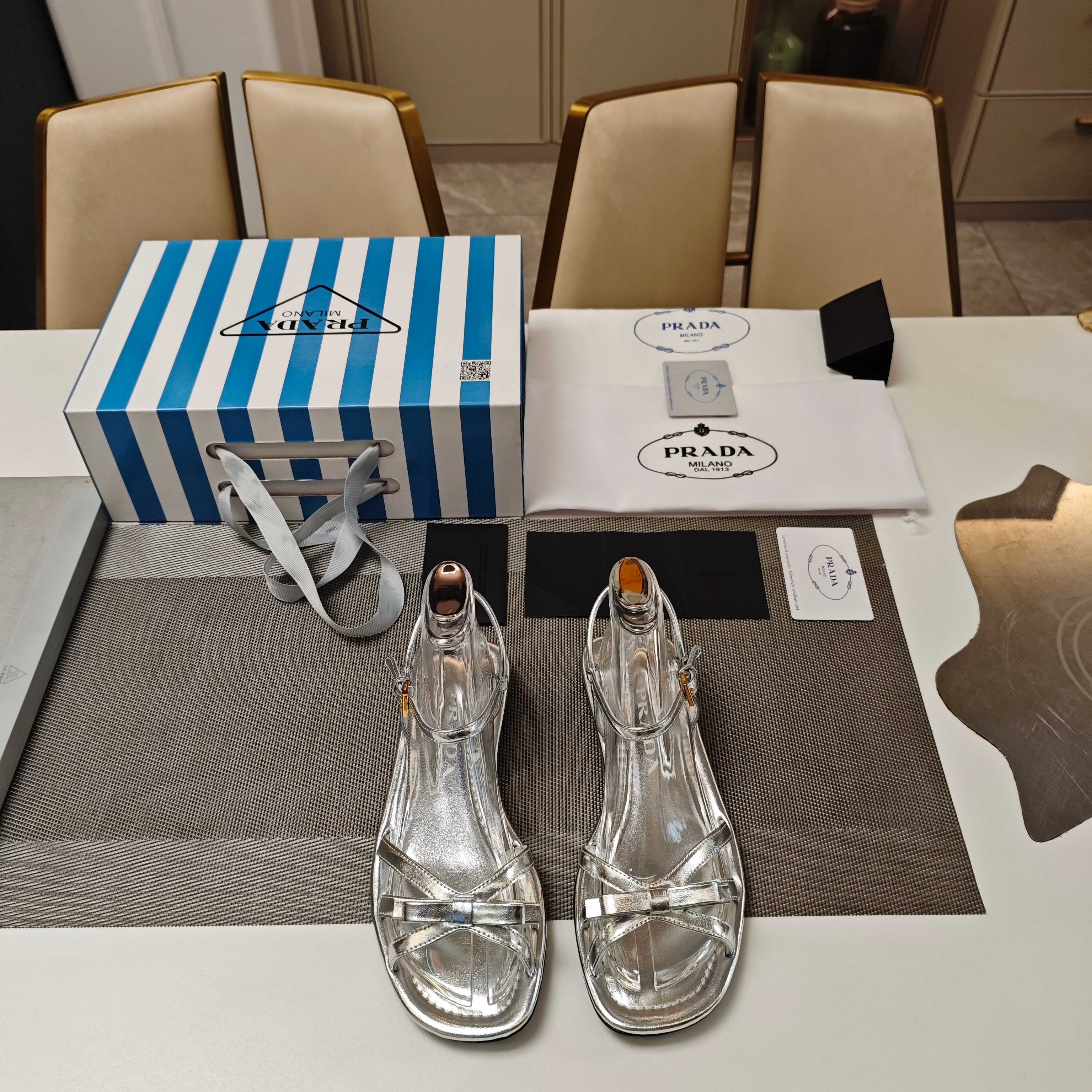 Prada 2026 Flat Sandal Metallic Leather 844984