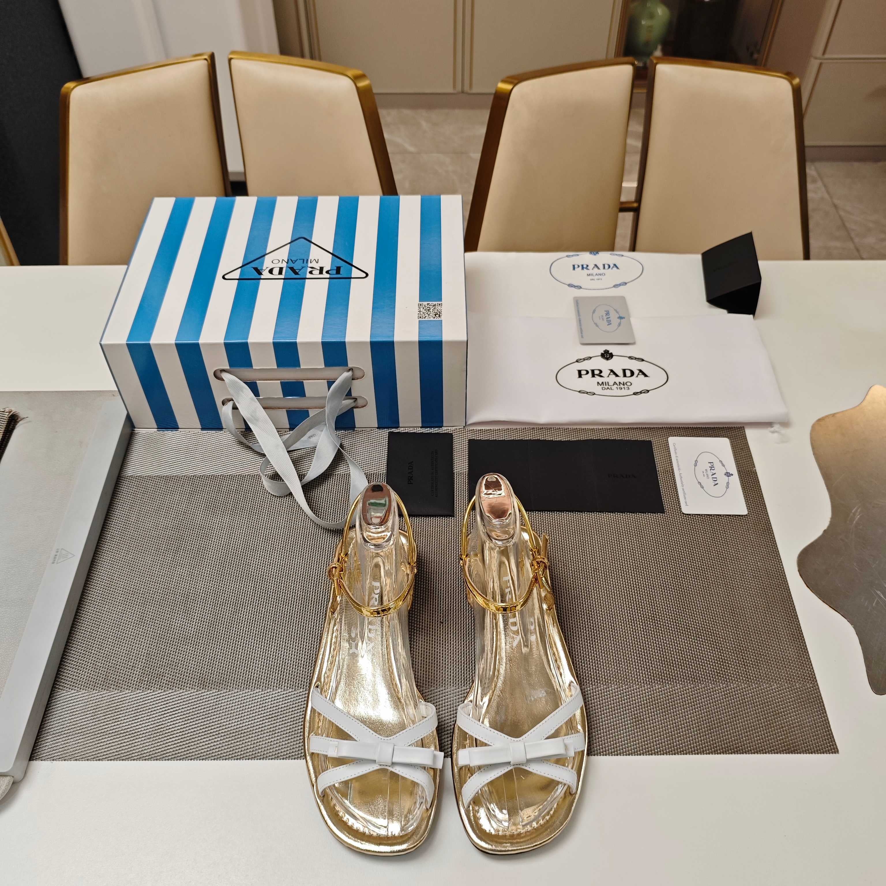 Prada 2026 Flat Sandal Metallic Leather 844984