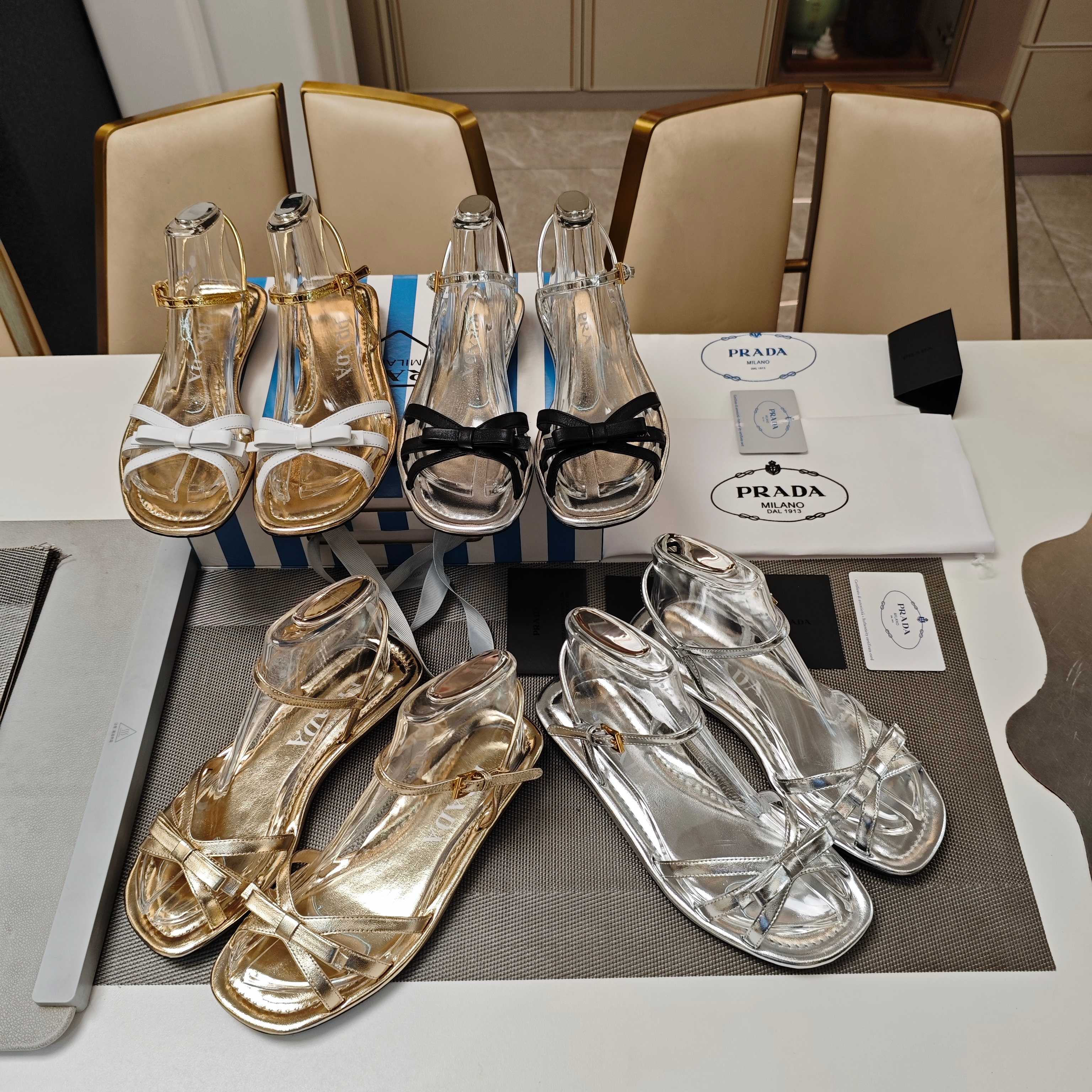 Prada 2026 Flat Sandal Metallic Leather 844984