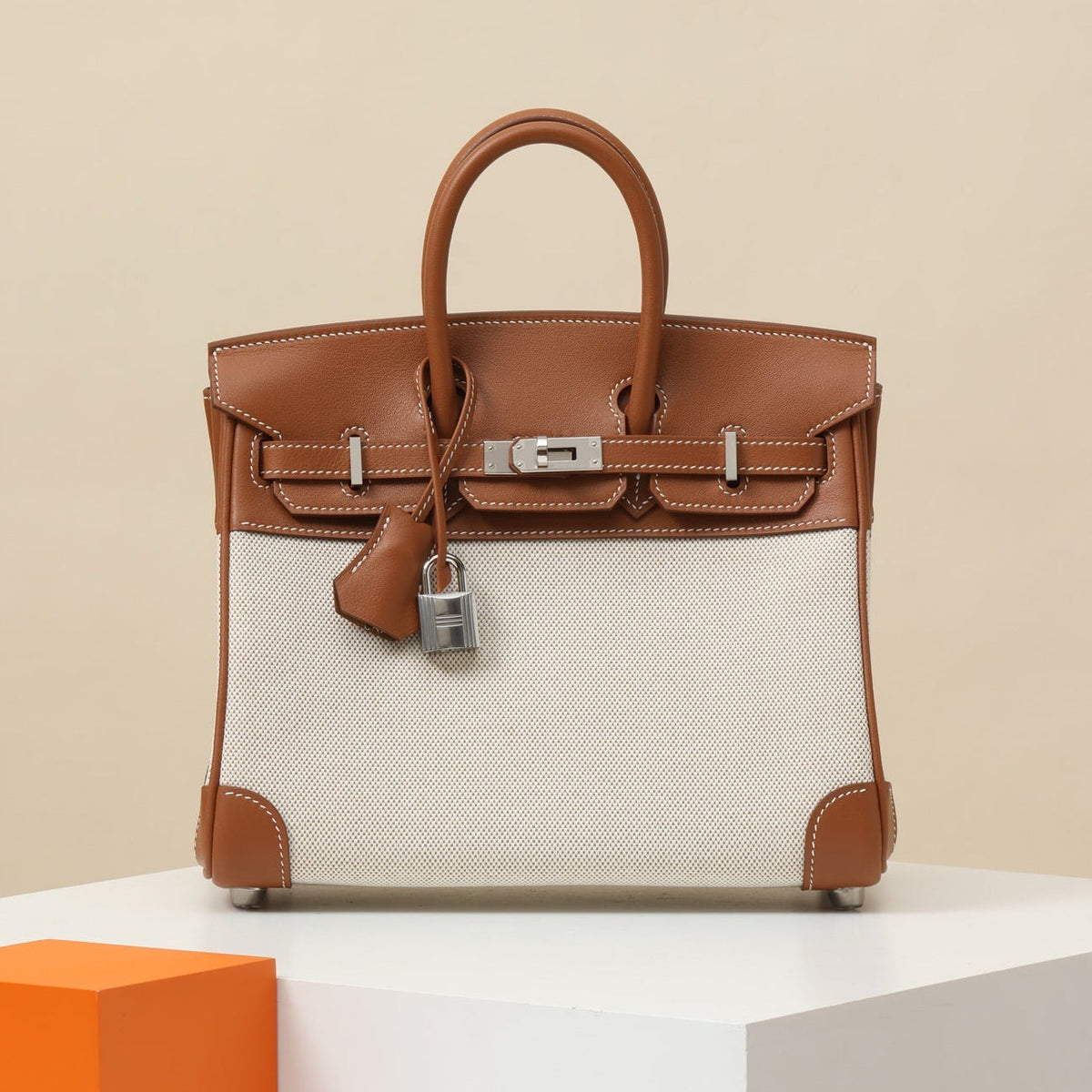 High-end Hermes 2026 Birkin Bag 25cm Toile H Canvas-Swift Leather
