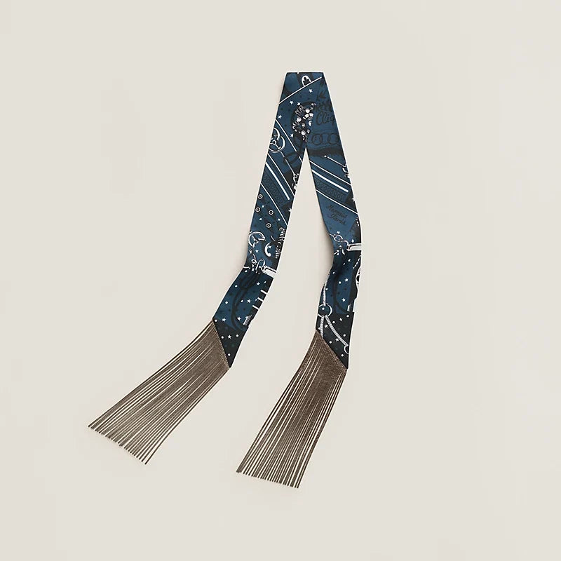Hermes 2026 Bandana Fringes Twilly Scarf 86cm Silk 217486