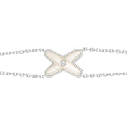 JEUX BRACELET WHITE MOP SILVER 1 DIAMOND