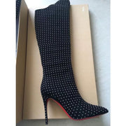 CL Alta Botta Plume Boots 100mm Suede Studded Black