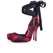 CL Cassia Lace Up 100Mm Strappy Pumps Roses Printed Crepe Satin Multicolor
