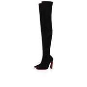 CL Condora Botta Alta 100 Mm Thighboots Stretched Veau Velours Black