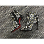 CL So Full Kate Ankle Boots 100mm Stud Embellished Calf Black