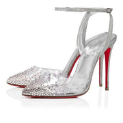 CL Spikaqueen 100 Mm Pumps PVC Calf Leather And Strass Silver