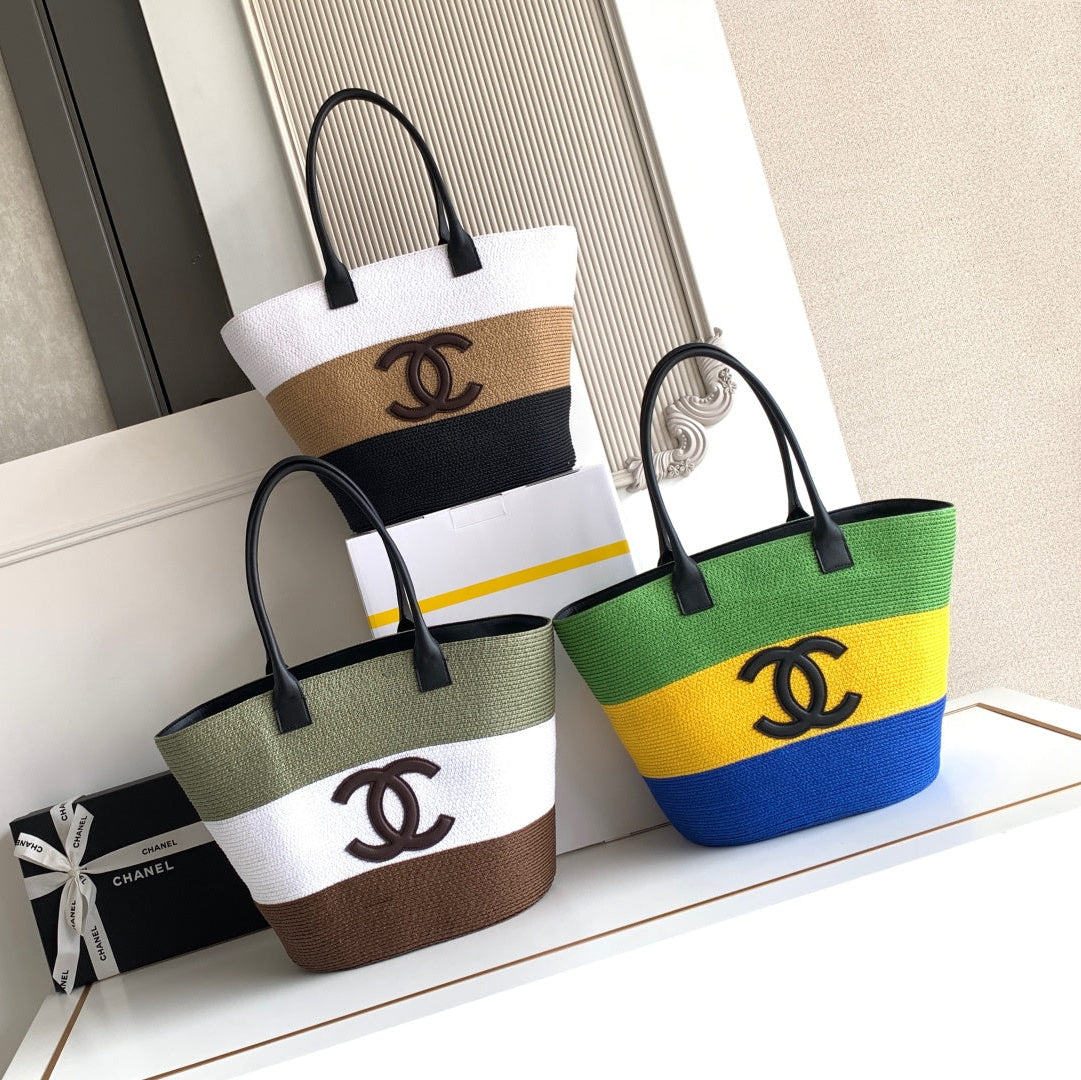 Chanel 2026 Maxi Shopping Bag 23cm Raffia Calfskin