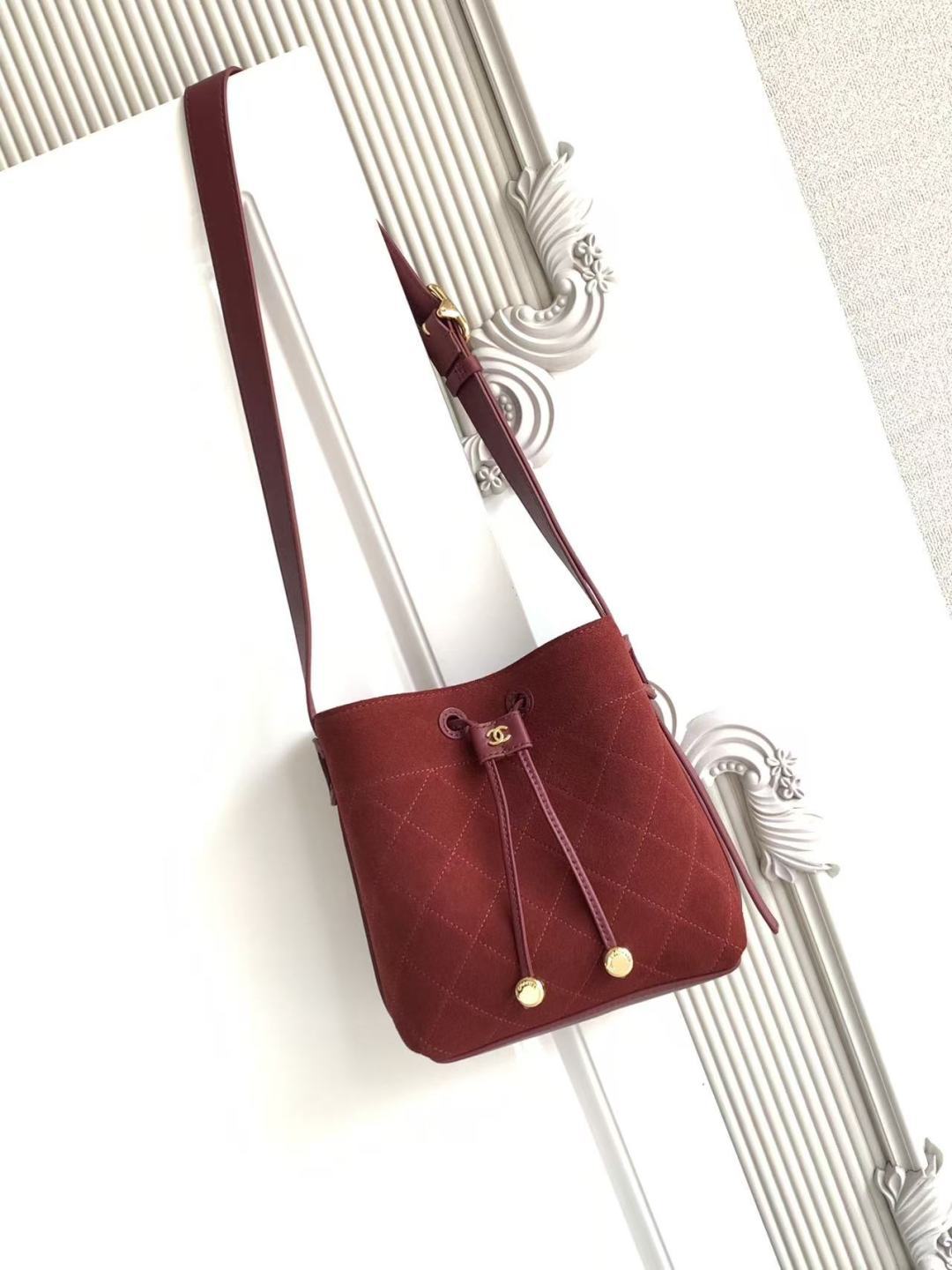 Chanel 2026 Bucket Bag Suede Leather 385786