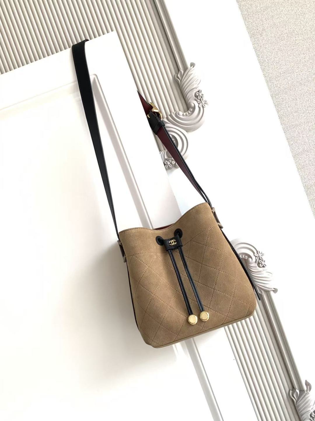 Chanel 2026 Bucket Bag Suede Leather 385786