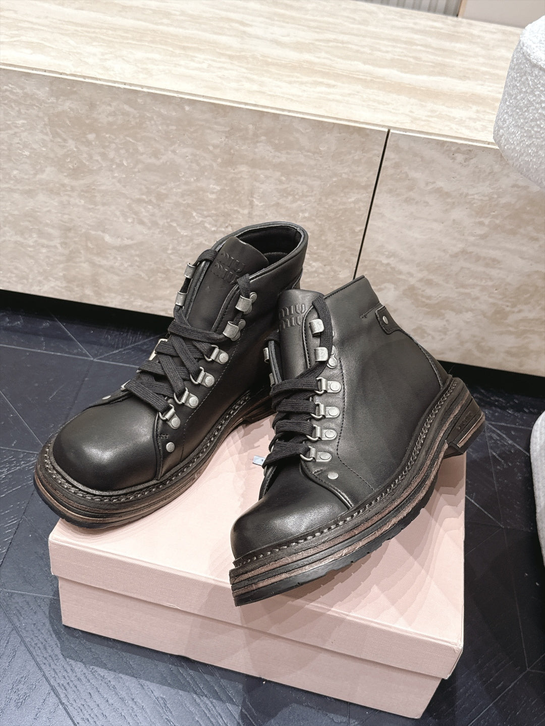 Miumiu 2026 Hiking Ankle Boots Cowhide 954315