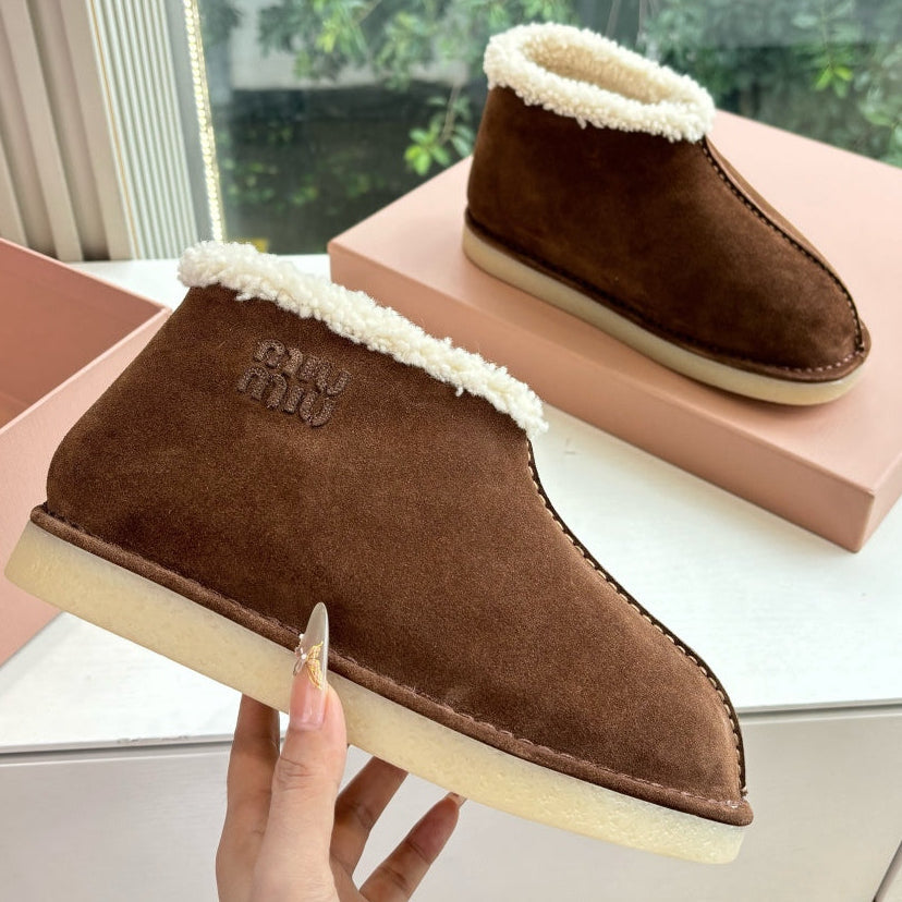Miu Miu 2026 Shearling-Lined Ankle Boots Suede 994132