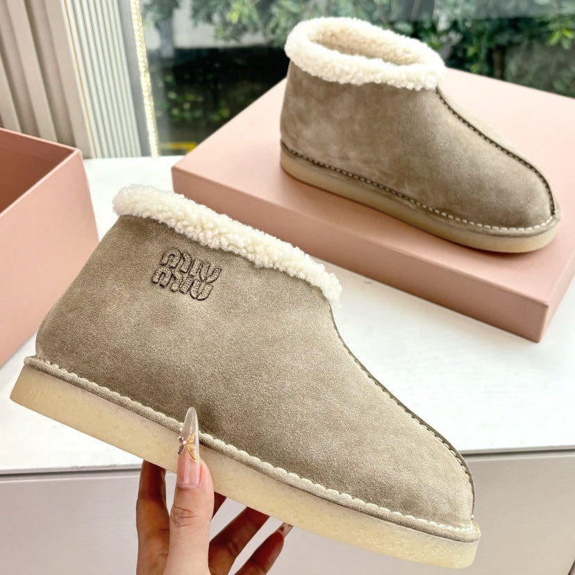 Miu Miu 2026 Shearling-Lined Ankle Boots Suede 994132