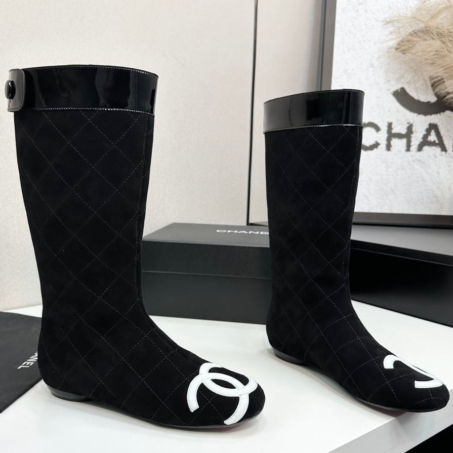 Chanel 2026 Cambon Line Quilted Boots Suede Leather 985743