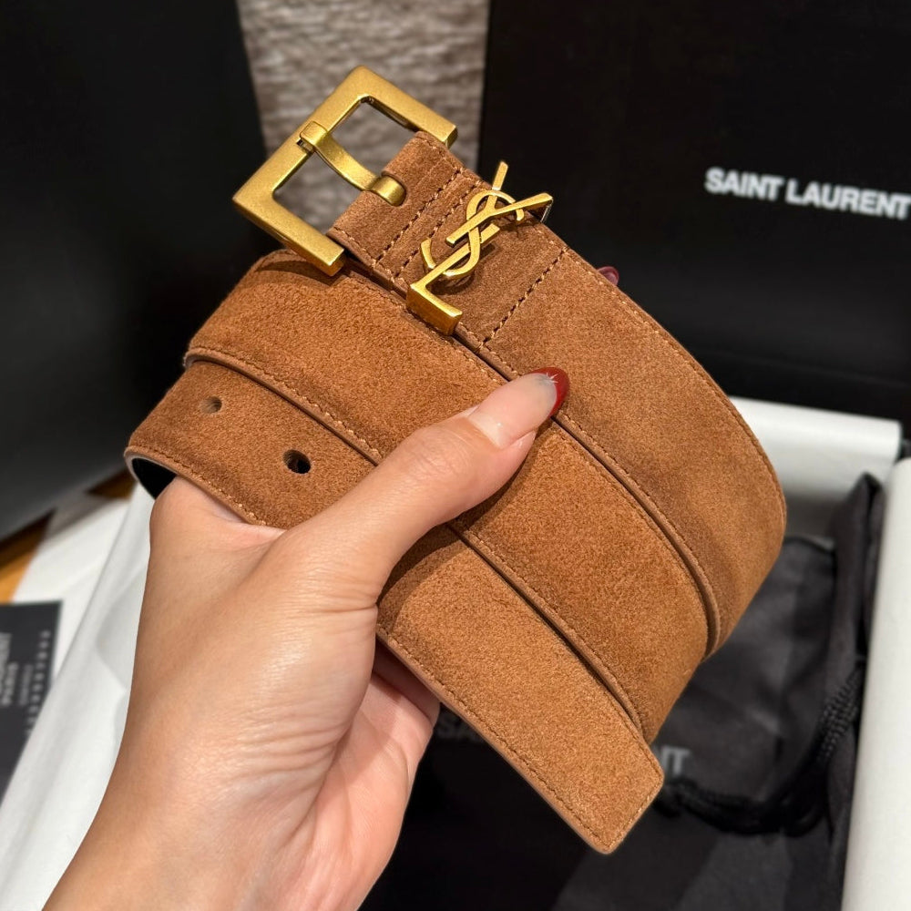 Saint Laurent 2026 Cassandre Belt 30mm Suede 195658