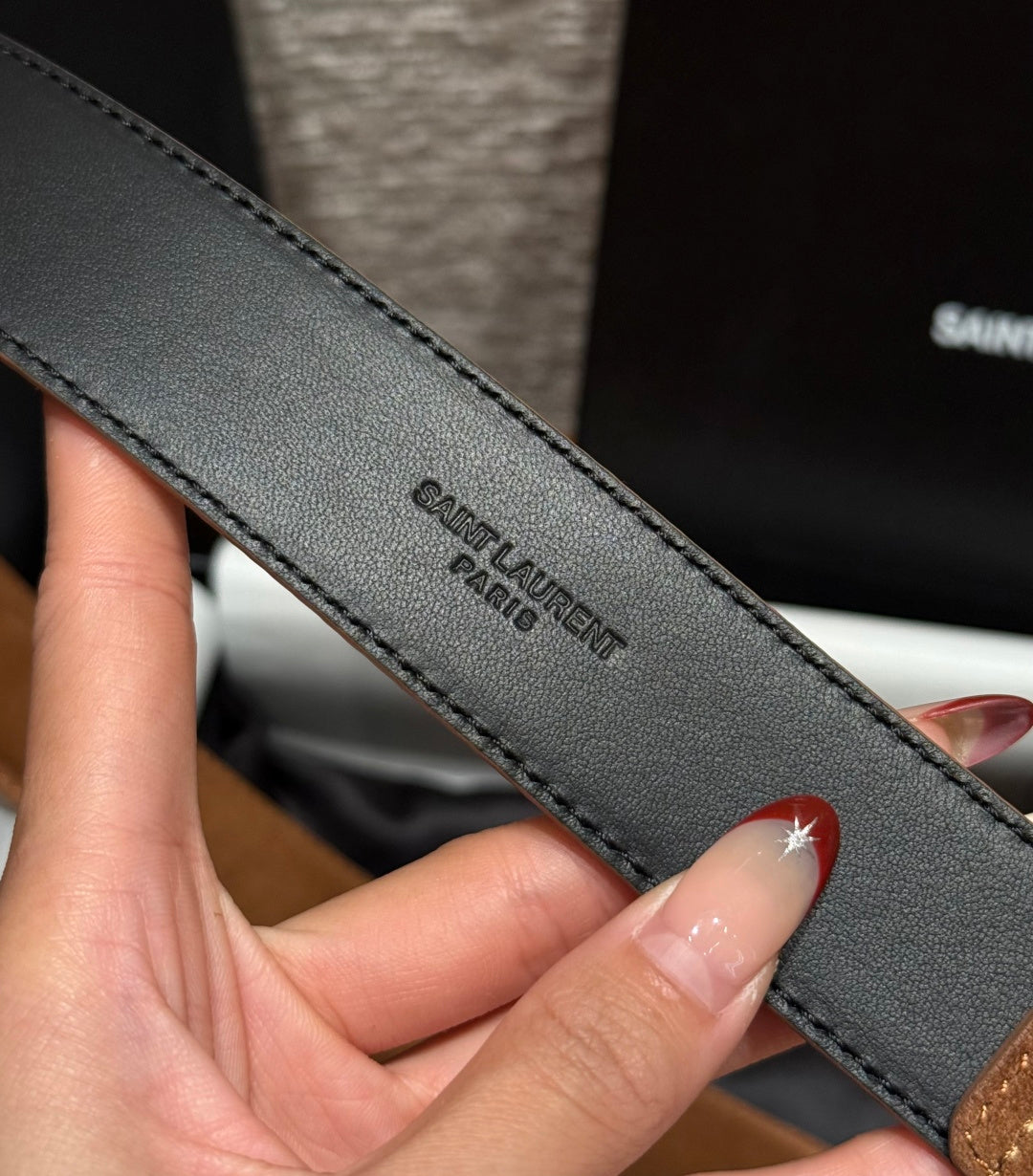 Saint Laurent 2026 Cassandre Belt 30mm Suede 195658