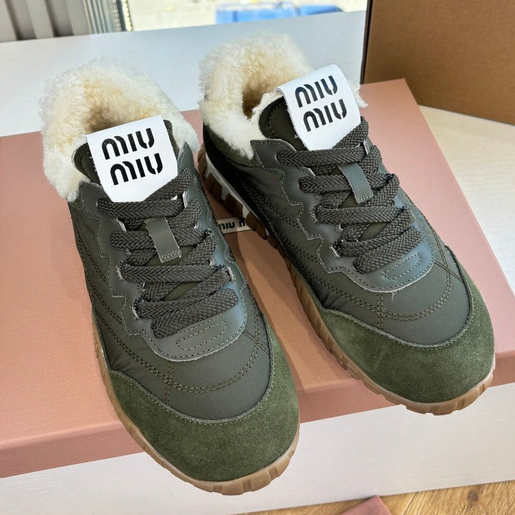 Miu Miu 2026 Tyre Shearling Sneakers Suede Leather 994143