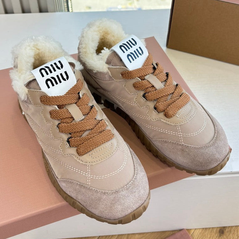 Miu Miu 2026 Tyre Shearling Sneakers Suede Leather 994143