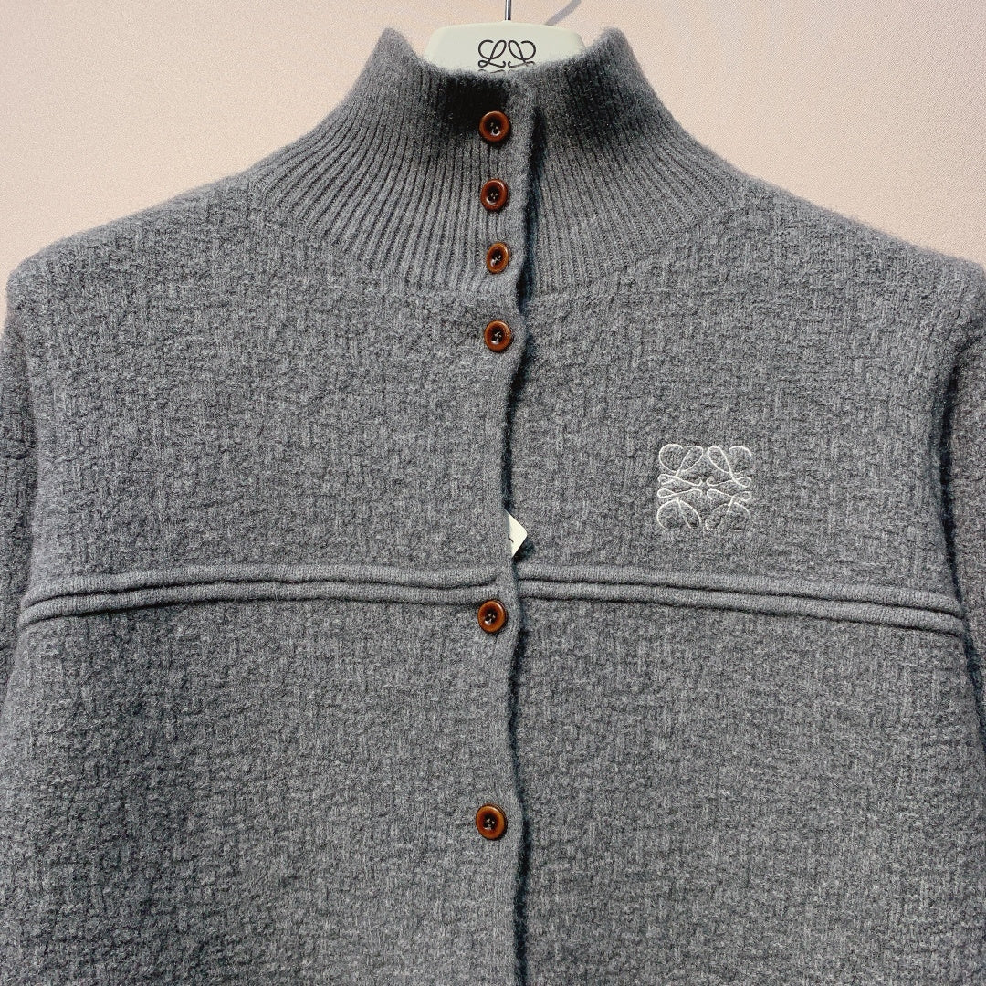 Loewe 2025 Cardigan White and Grey Wool 327437
