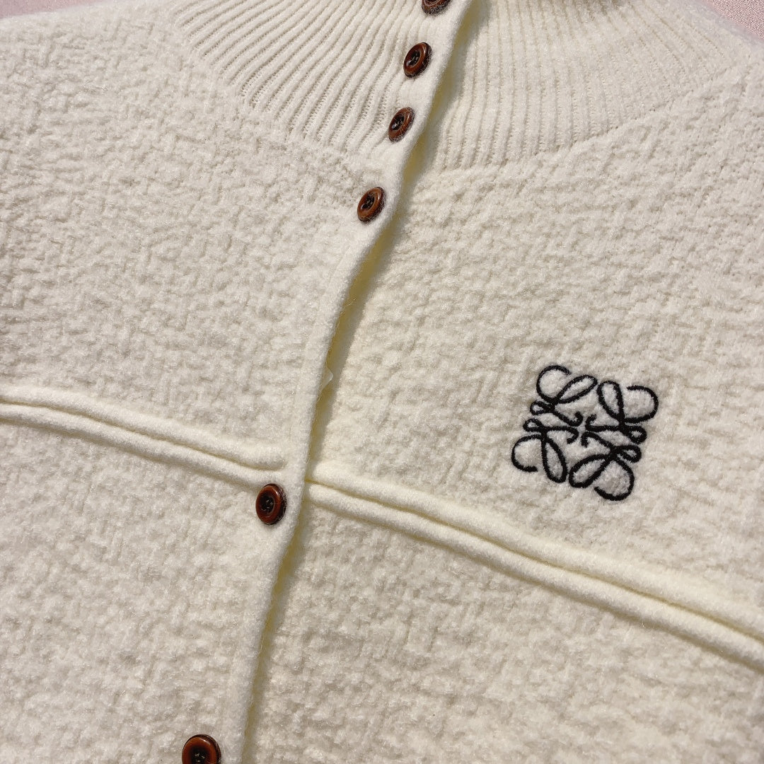 Loewe 2025 Cardigan White and Grey Wool 327437