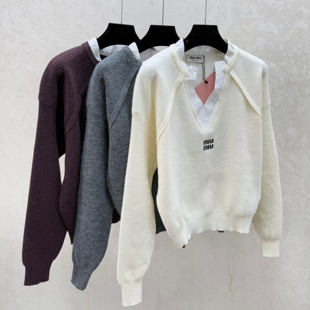 Miumiu 2025 V-neck Sweater Wool