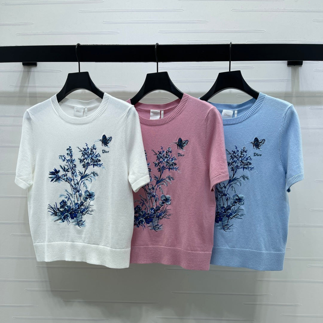 Dior 2026 Butterfly Flower T-shirt Wool 352401