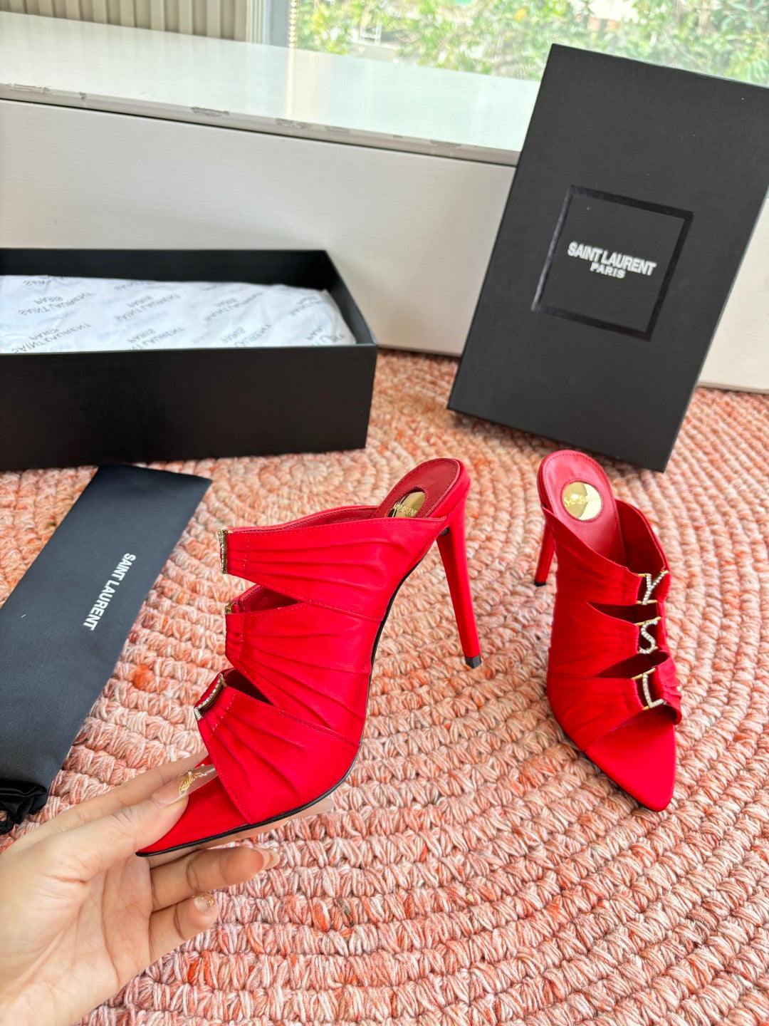 YSL 2026 High Heels Sandals 110mm Silk Leather 648786