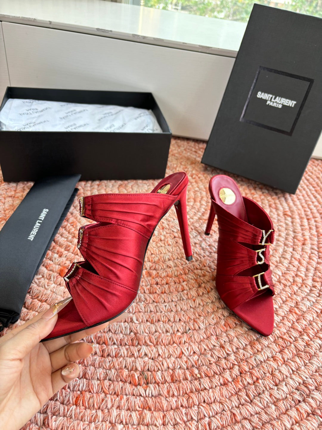 YSL 2026 High Heels Sandals 110mm Silk Leather 648786